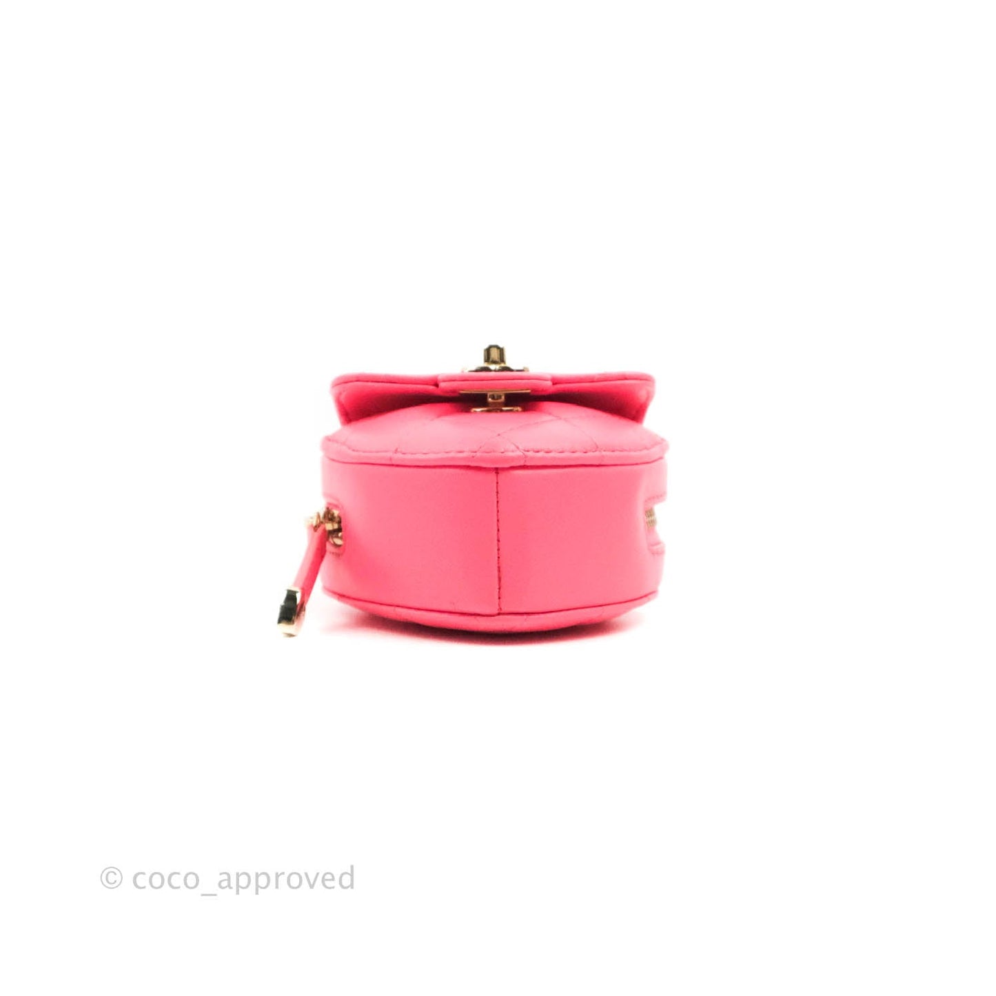 Chanel Small Heart Coin Purse Necklace Pink Lambskin Gold Hardware 22S