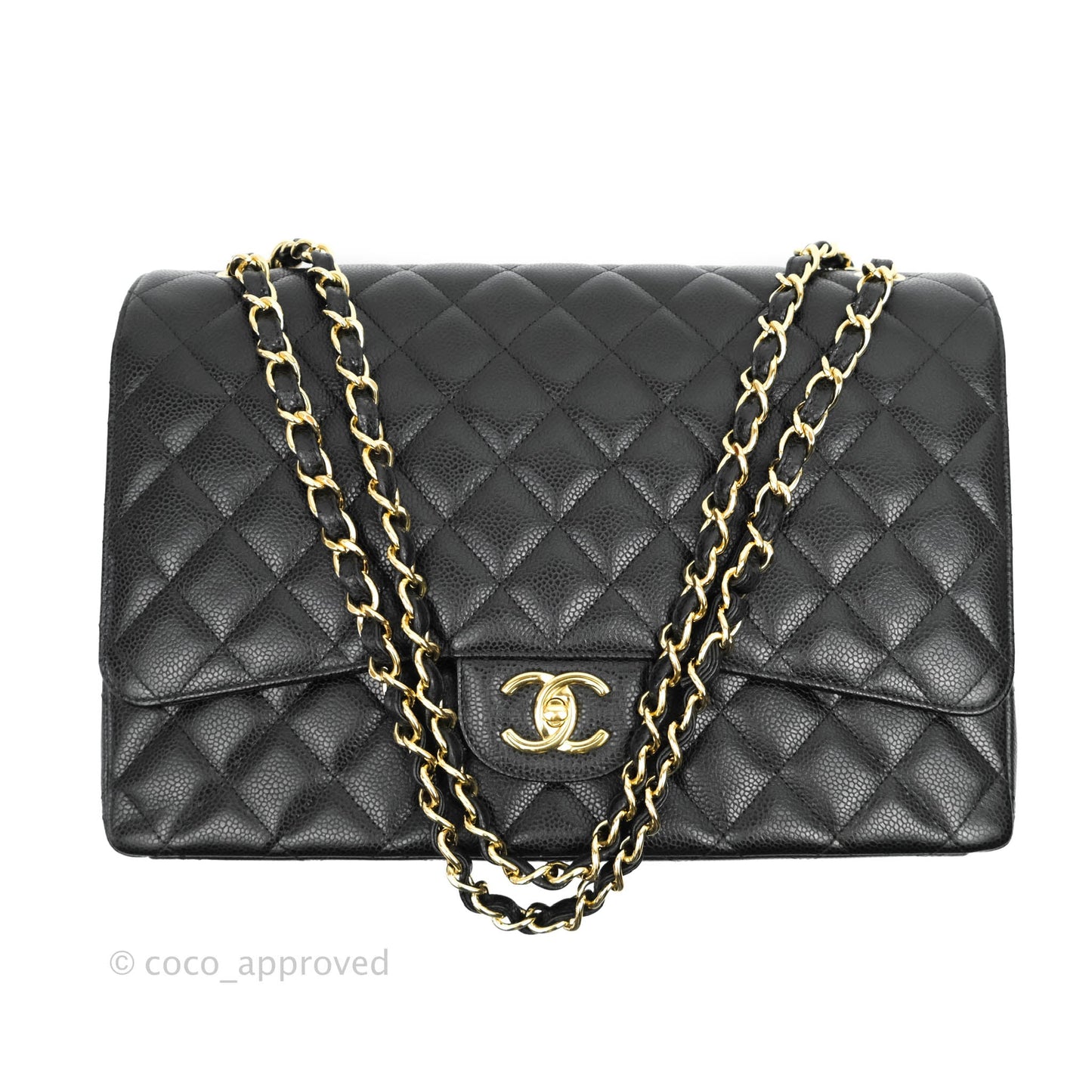 Chanel Classic Double Flap Maxi Black Caviar Gold Hardware