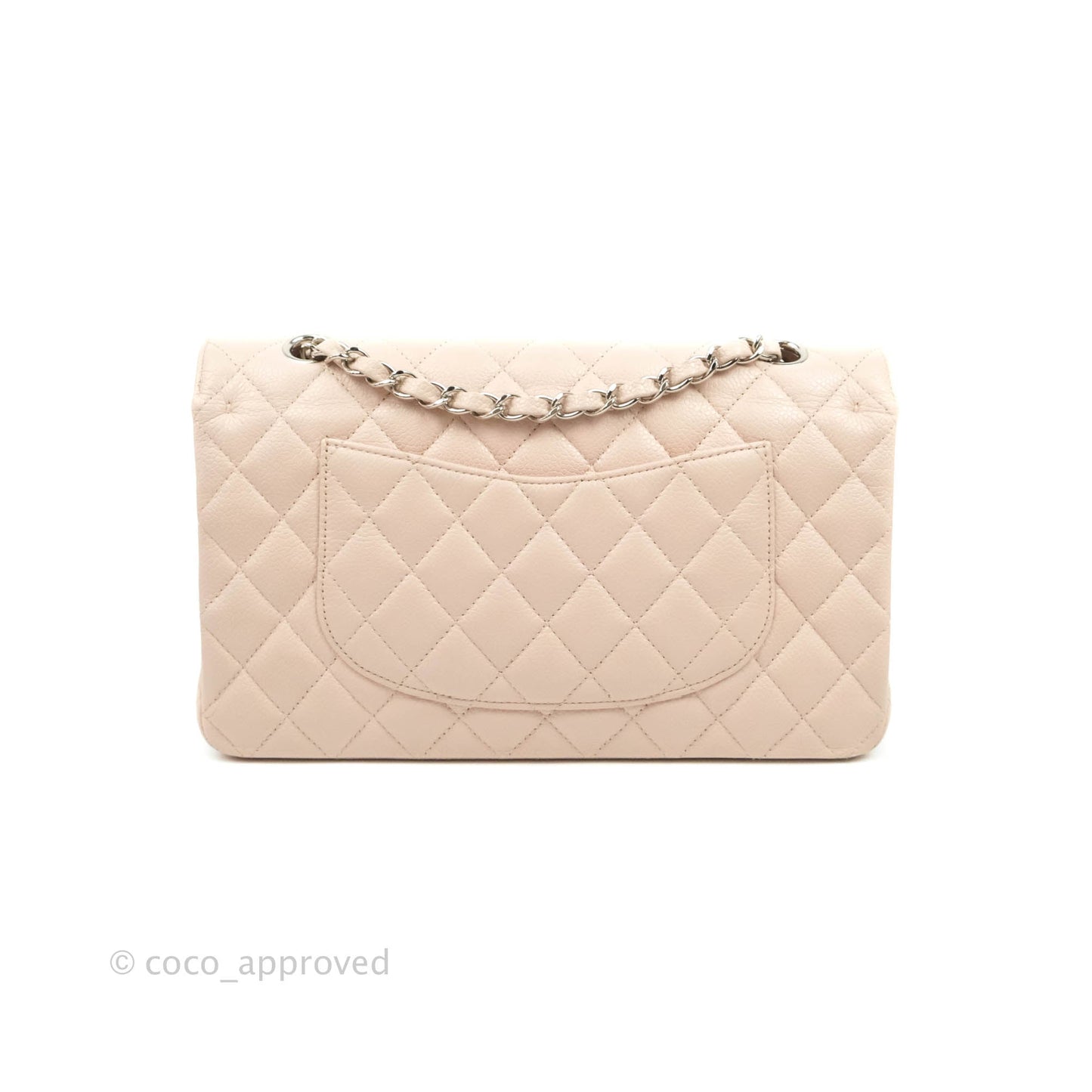 Chanel Classic M/L Medium Flap Quilted Sakura Pink Caviar Silver Hardware