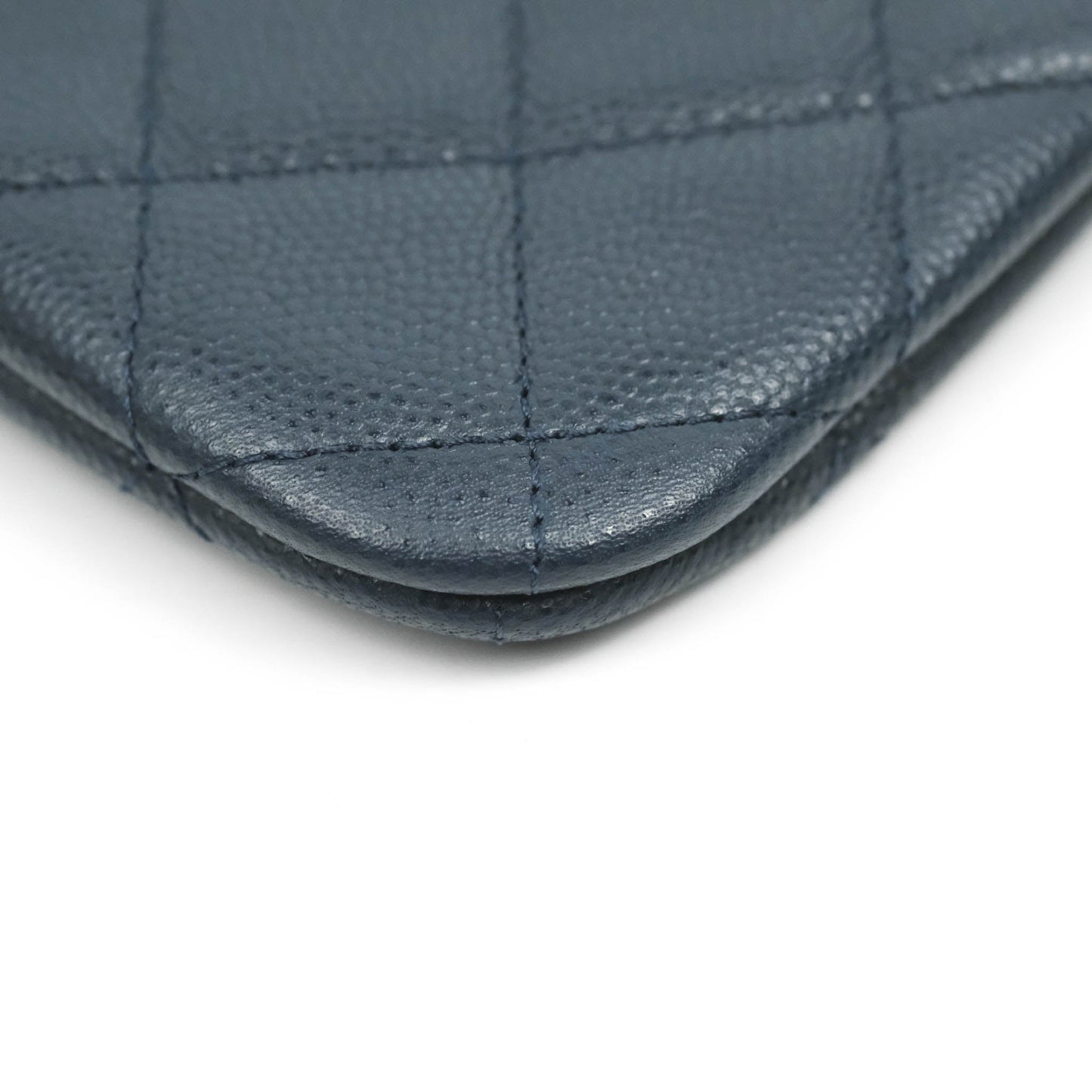 Chanel Mini Quilted O Case Navy Caviar Gold Hardware