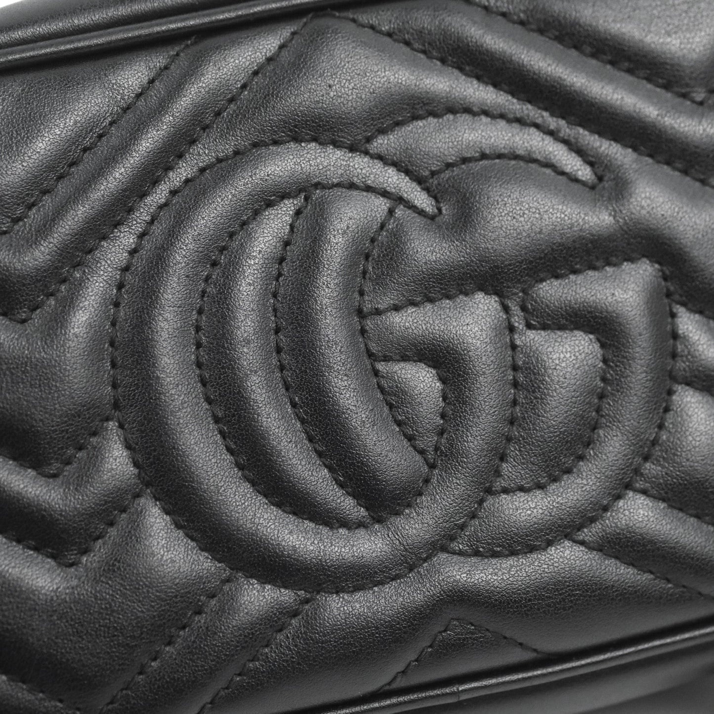 Gucci Mini Matelasse GG Marmont Camera Bag Black Calfskin Gold Hardware