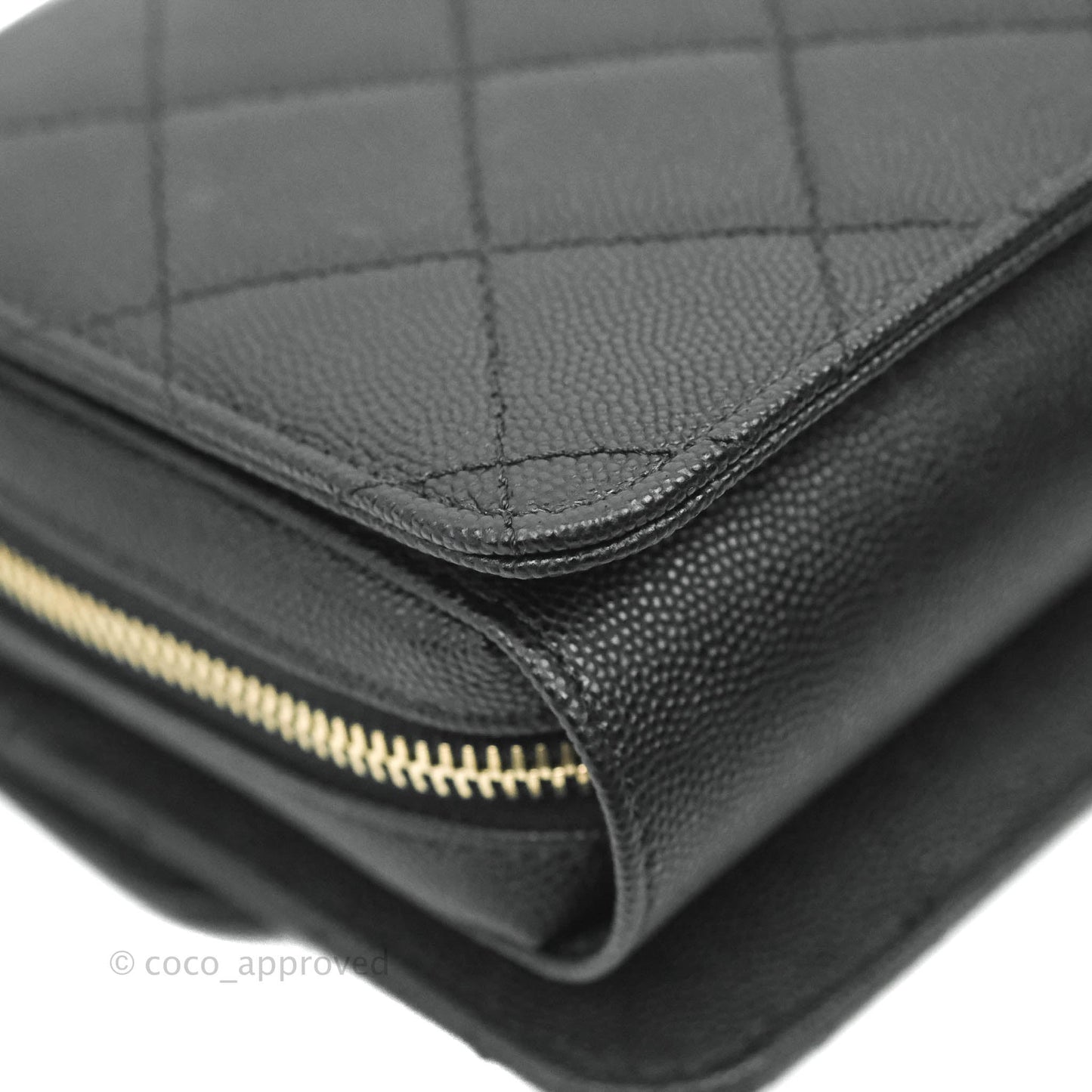 Chanel Quilted Small Like The Wallet Flap Black Caviar Light Gold Hardware 22C