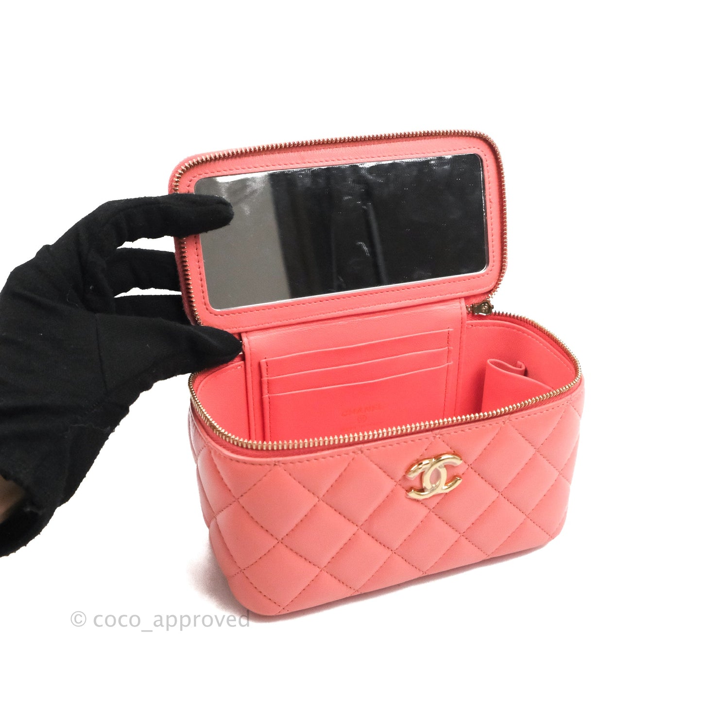 Chanel Vanity Rectangular Top Handle Pink Lambskin Gold Hardware