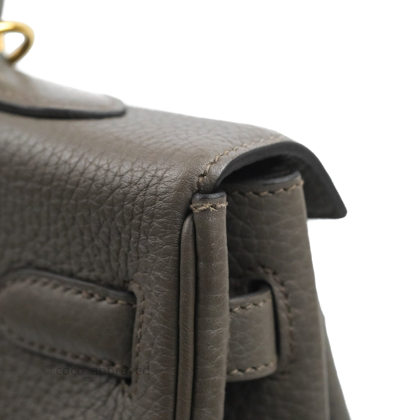 Hermès Kelly 35 Retourne Etain Clemence Gold Hardware