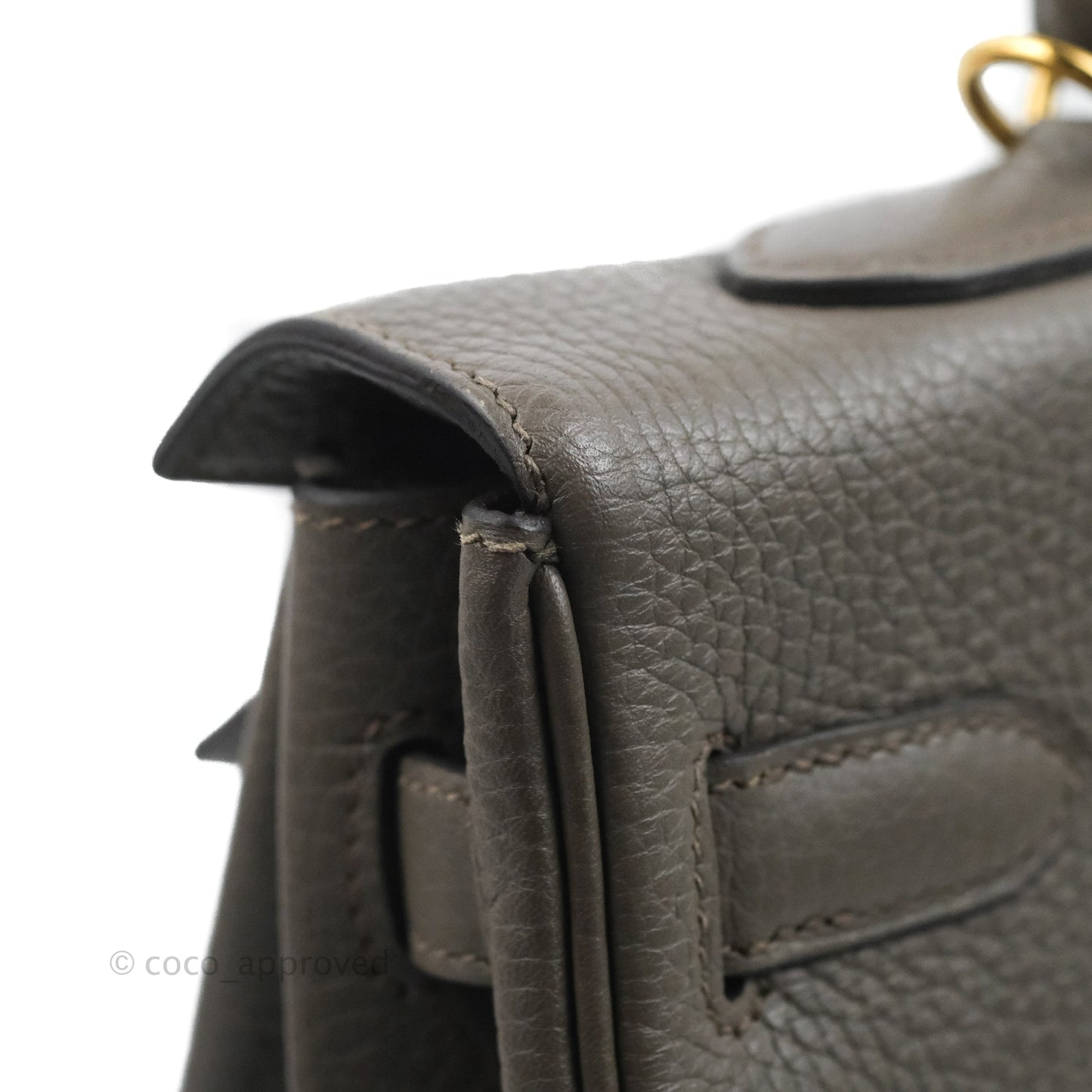 Hermès Kelly 35 Retourne Etain Clemence Gold Hardware