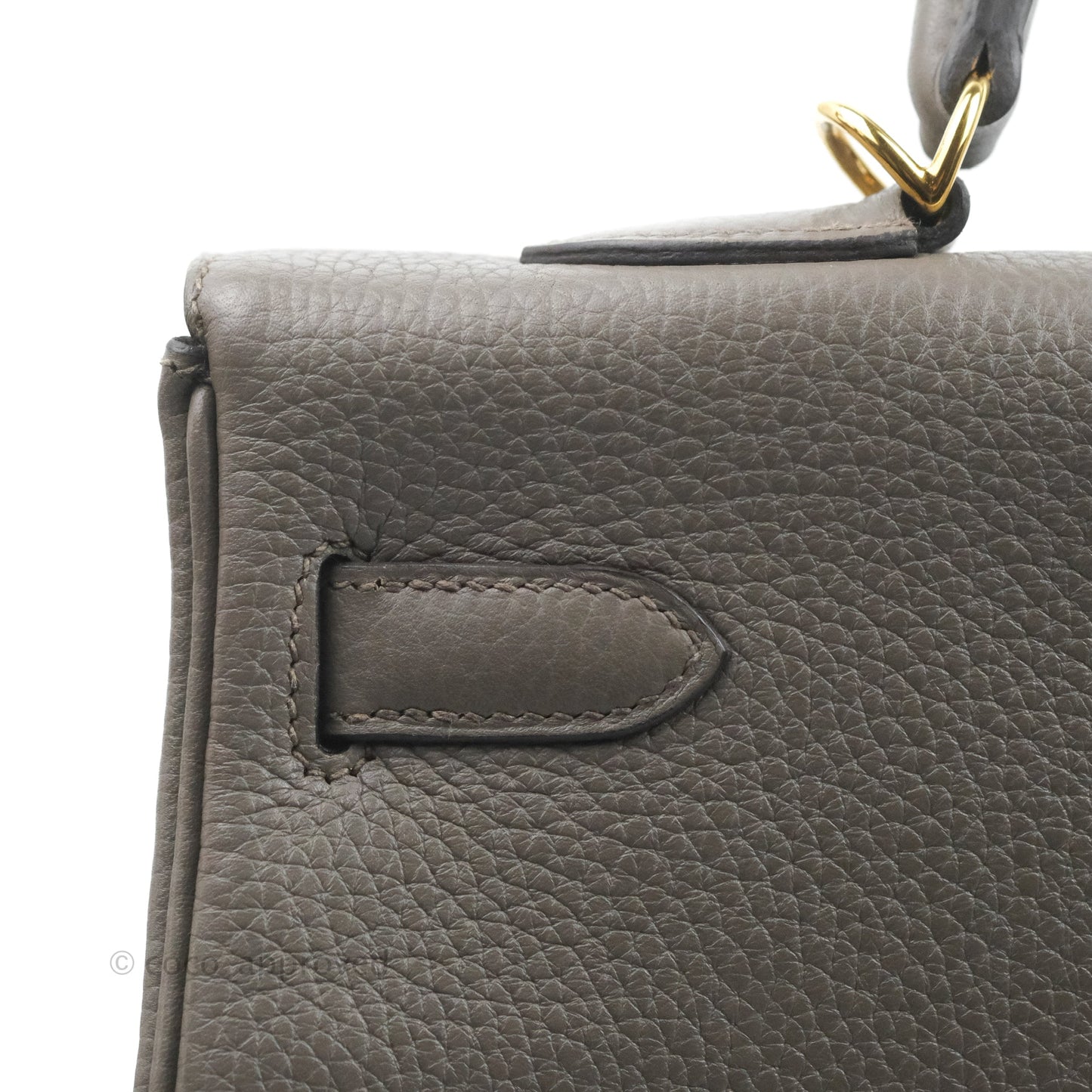 Hermès Kelly 35 Retourne Etain Clemence Gold Hardware