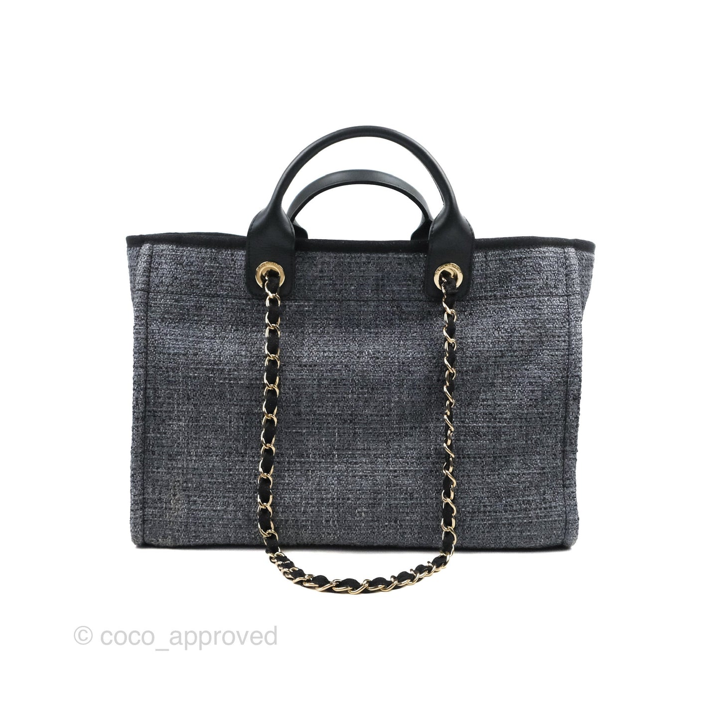 Chanel Large Deauville Charcoal Grey Canvas Gold Hardware