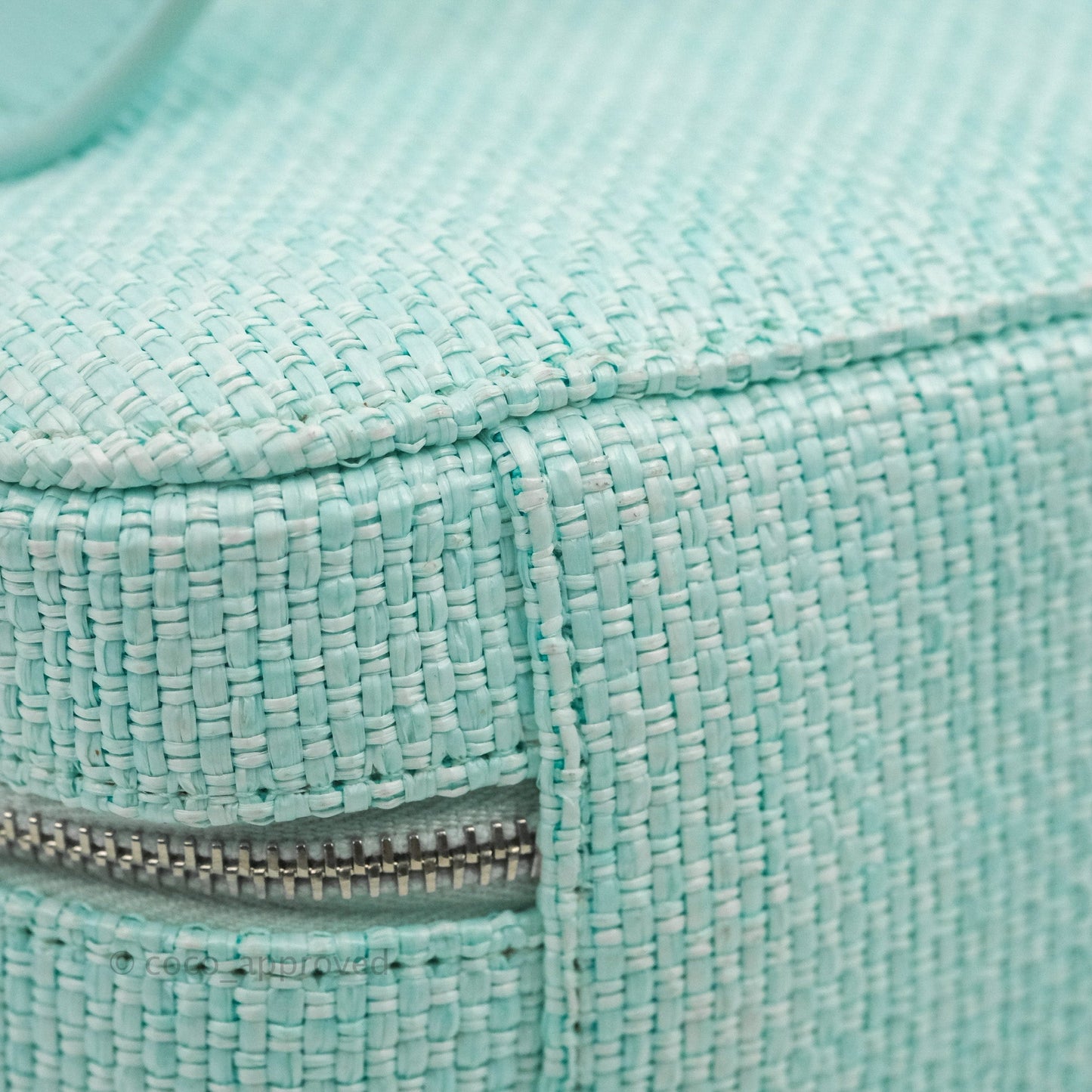 Chanel Deauville Vanity Pouch Mint Raffia Calfskin