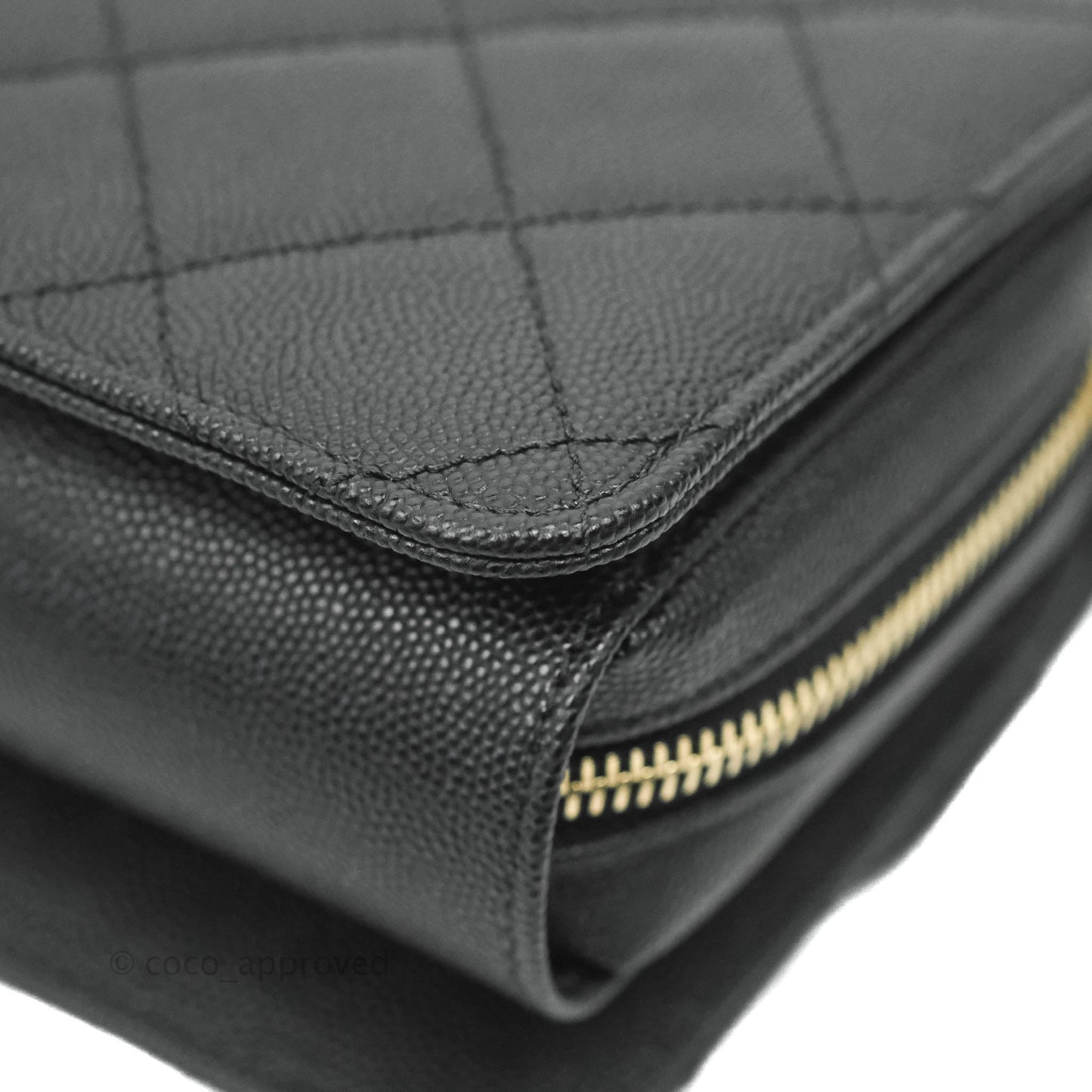 Chanel Quilted Small Like The Wallet Flap Black Caviar Light Gold Hardware 22C