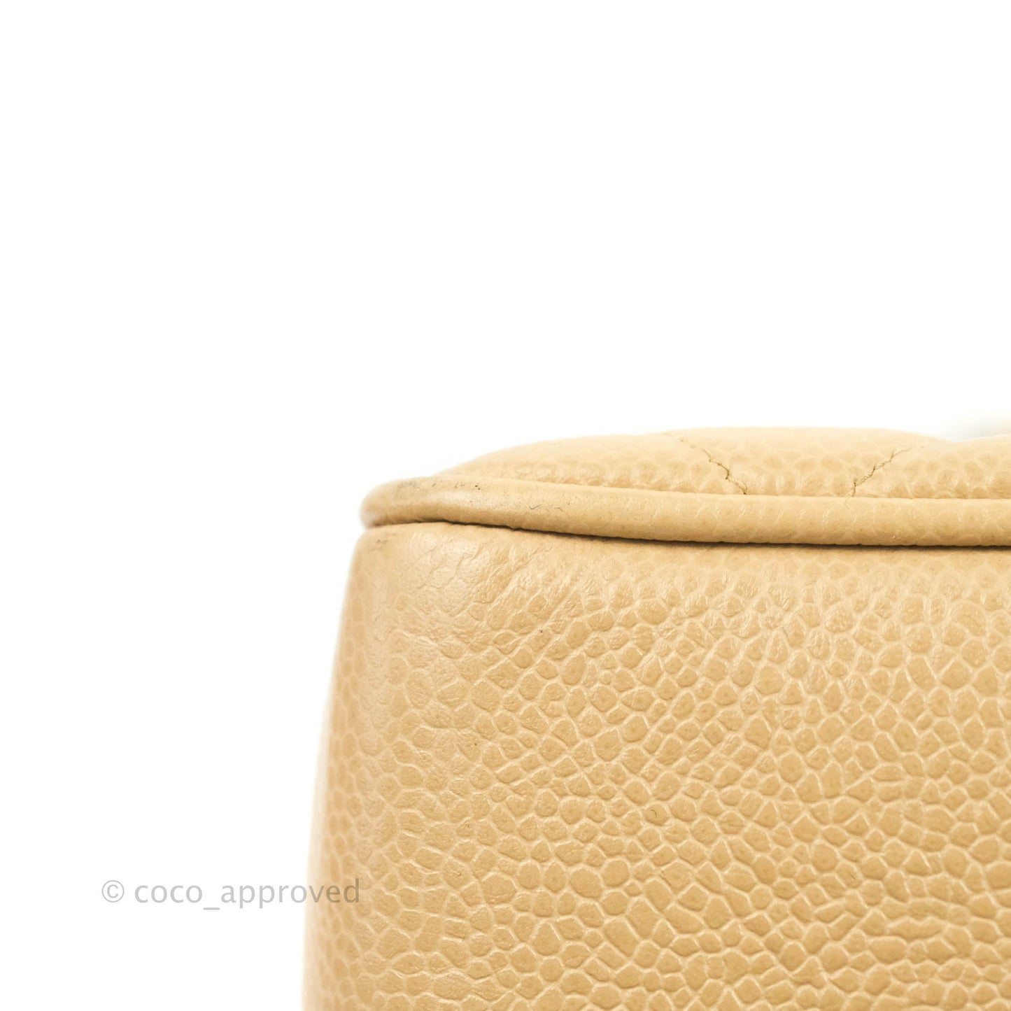 Chanel Vintage CC Quilted Tote Dark Beige Caviar 24K Gold Hardware