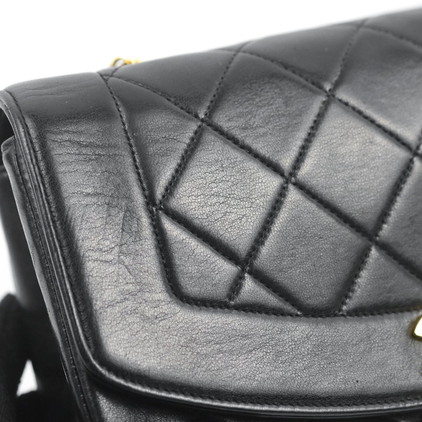 Chanel Vintage Small Quilted Classic Diana Flap Bag Black Lambskin 24K Gold Hardware