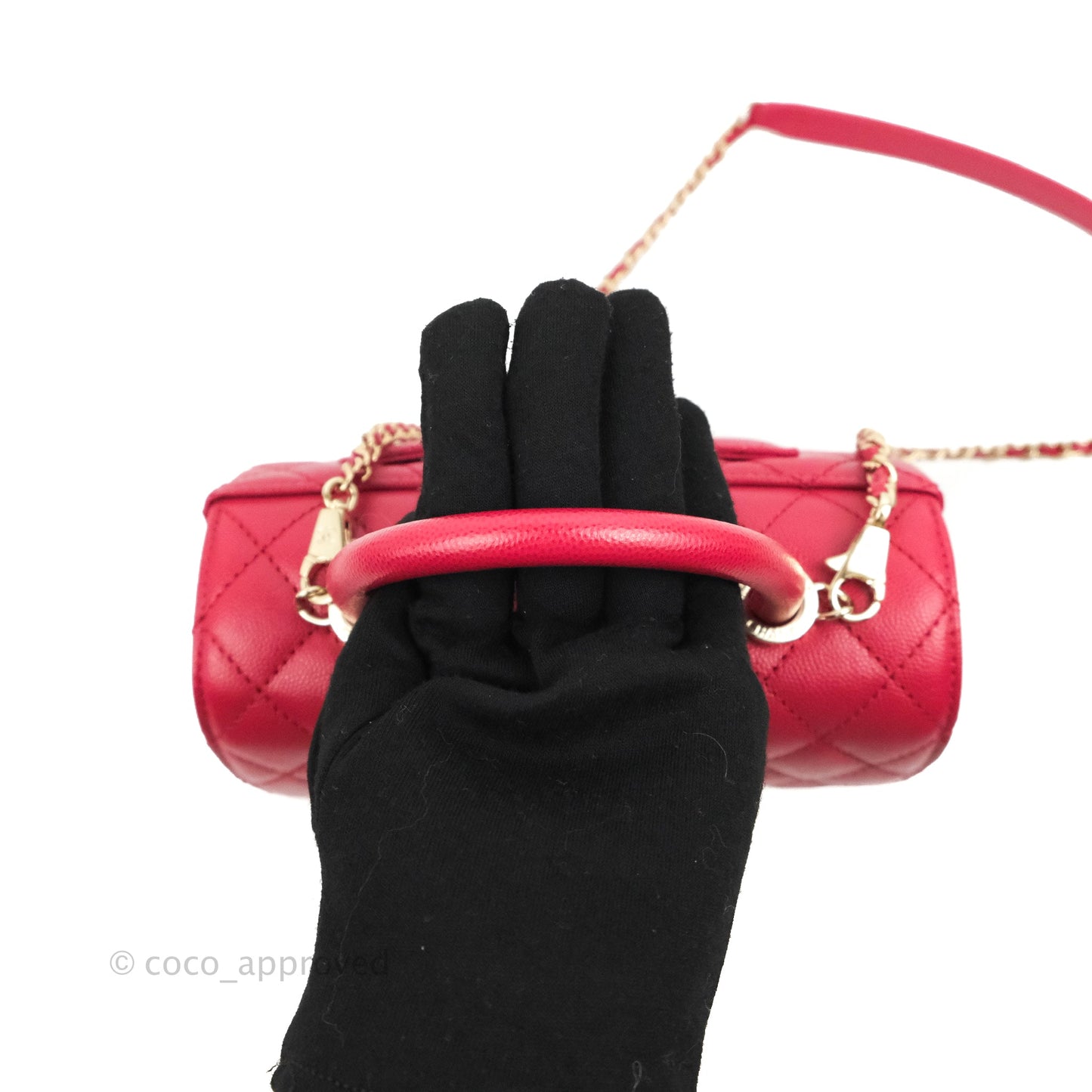 Chanel Small Coco Handle Quilted Dark Pink Caviar Gold Hardware 21A
