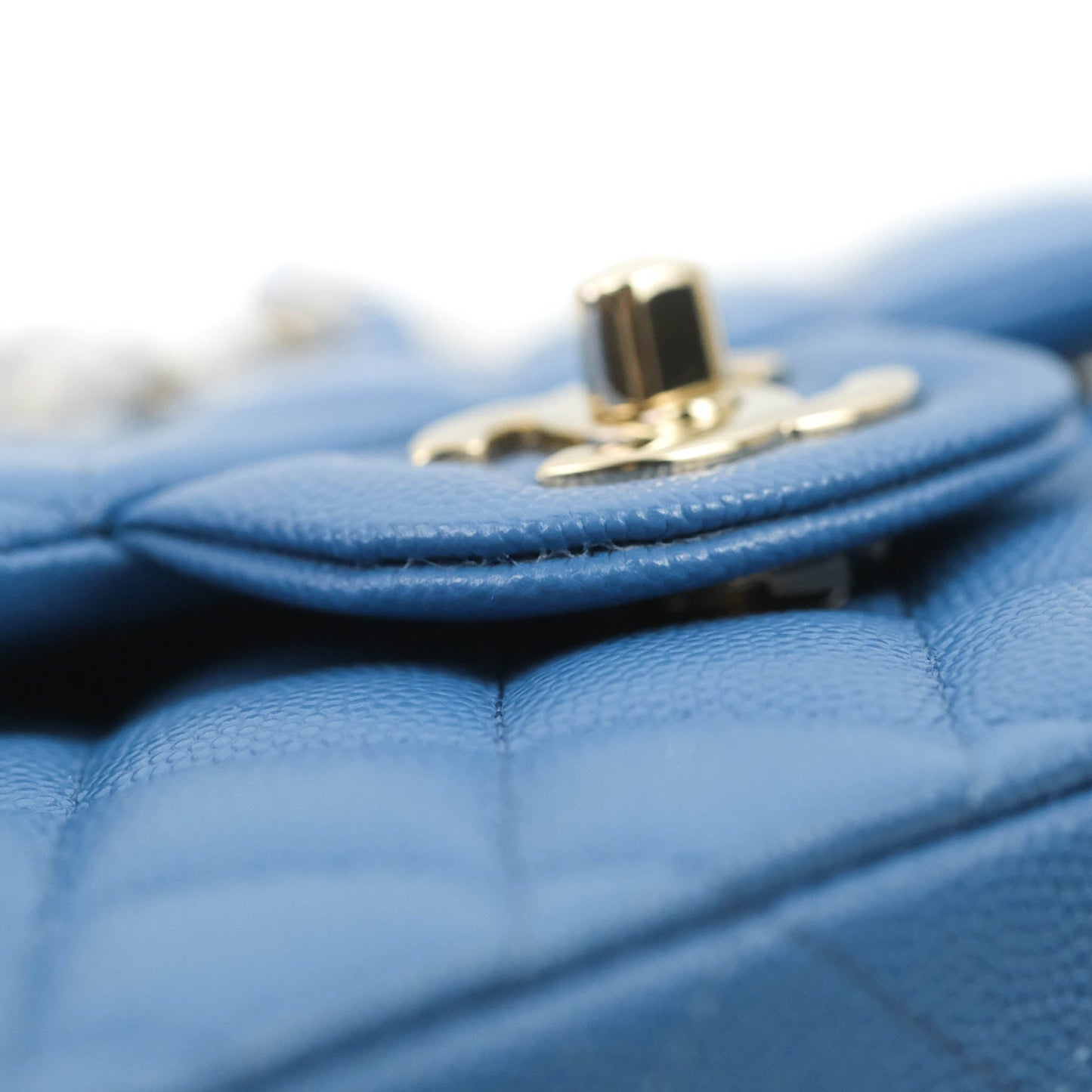 Chanel Small Classic Quilted Flap Blue Caviar Gold Hardware