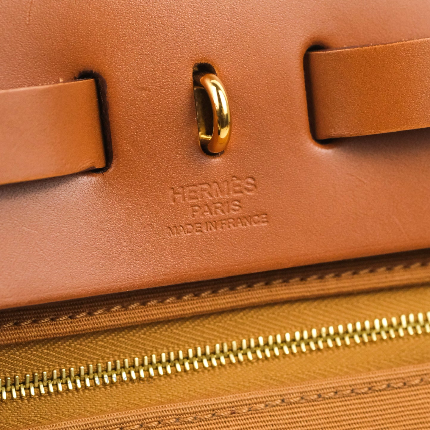 Hermès Retourne Herbag Zip 31 Etoupe-Dune/Fauve Canvas Gold Hardware