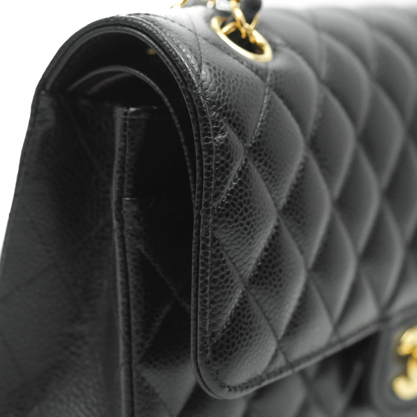 Chanel Classic M/L Medium Double Flap Black Caviar Gold Hardware