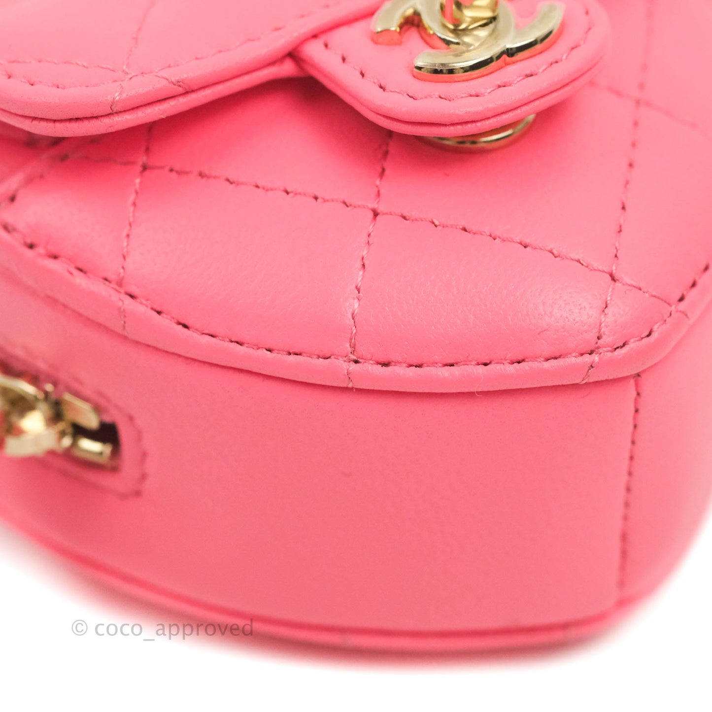 Chanel Small Heart Coin Purse Necklace Pink Lambskin Gold Hardware 22S