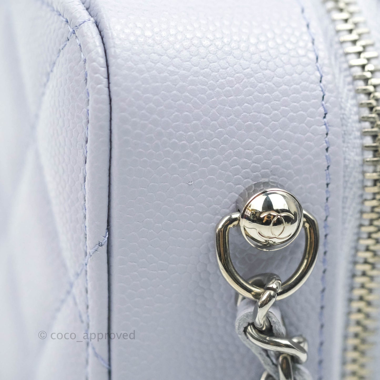 Chanel Quilted Camera Bag Lilac Caviar Silver Hardware