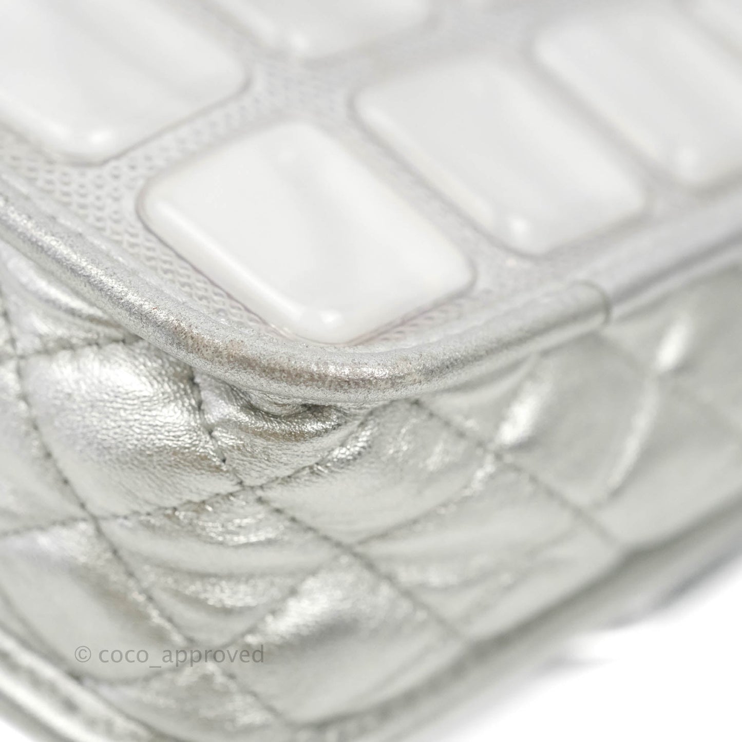 Chanel Vinyl Ice Cube Flap Bag Metallic Silver Silver Hardware
