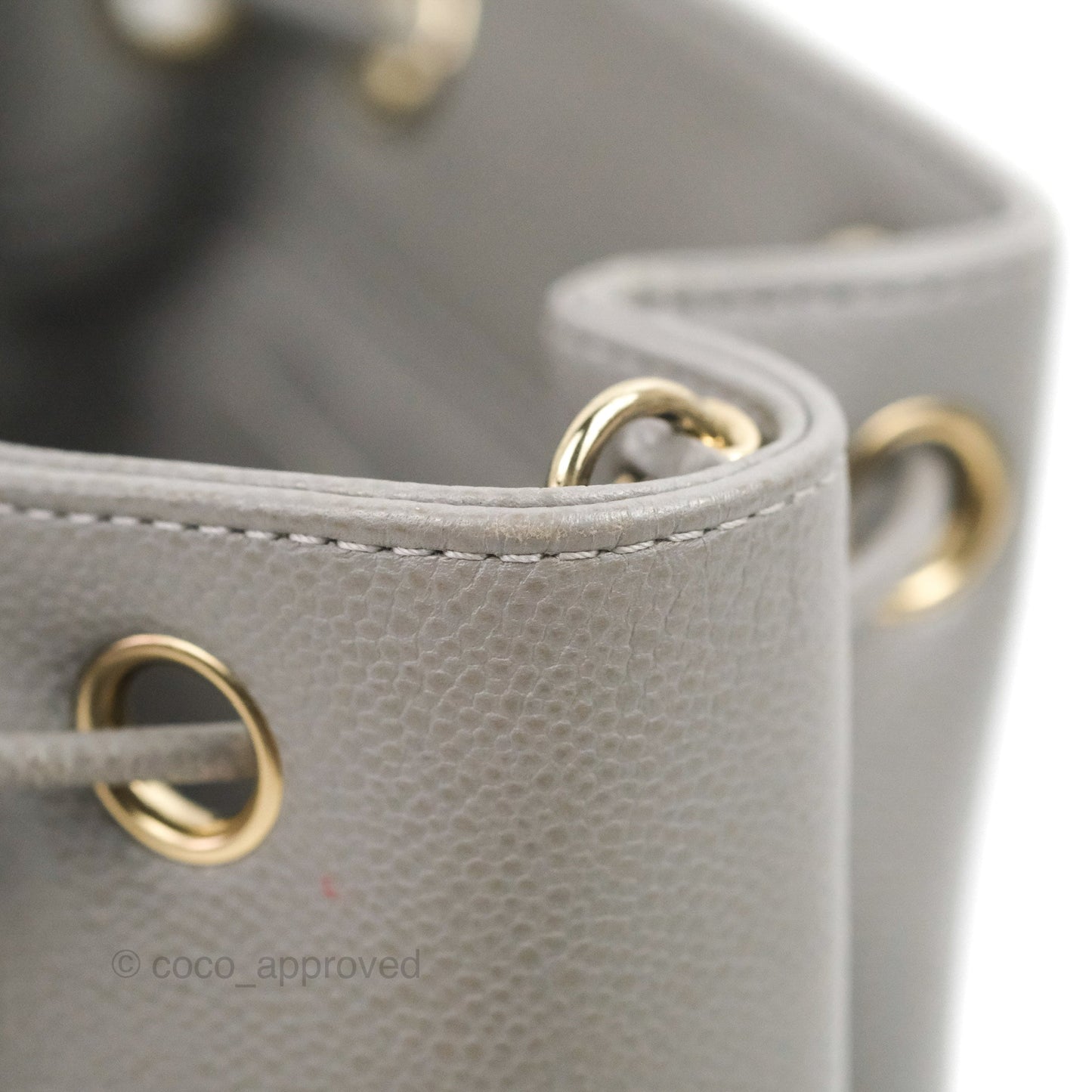 Chanel Business Affinity Drawstring Bucket Bag Grey Caviar Gold Hardware