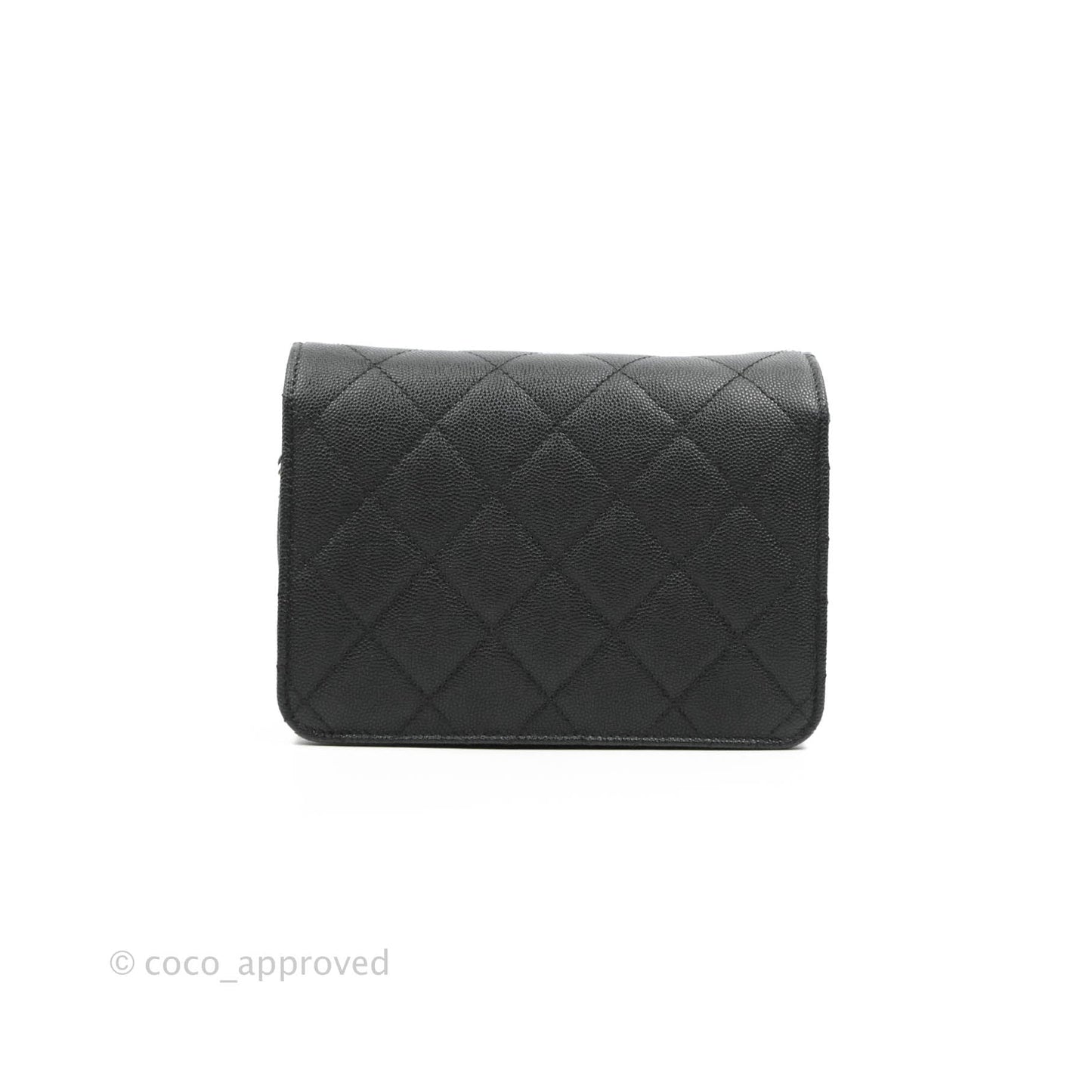 Chanel Quilted Small Like The Wallet Flap Black Caviar Light Gold Hardware 22C