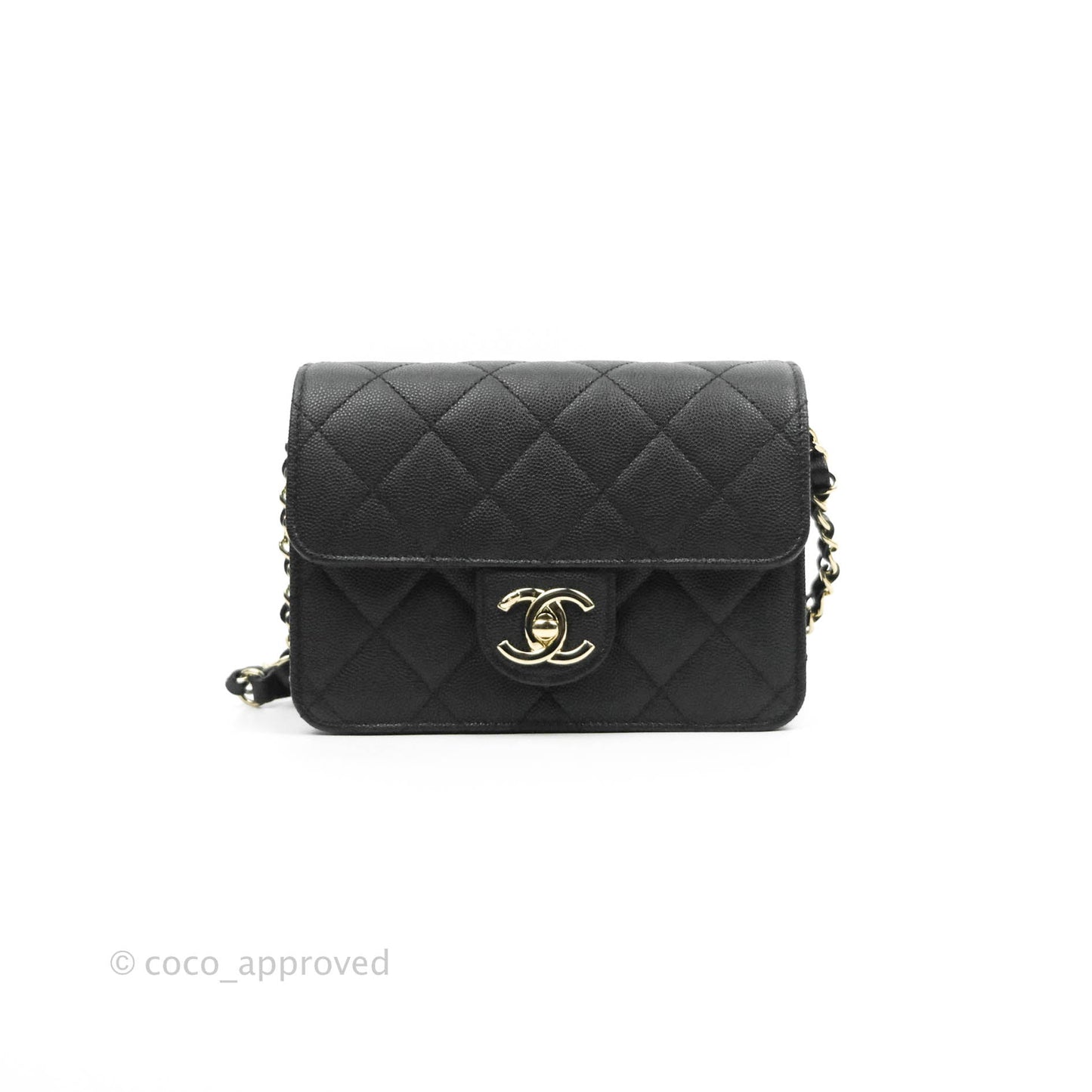 Chanel Quilted Small Like The Wallet Flap Black Caviar Light Gold Hardware 22C