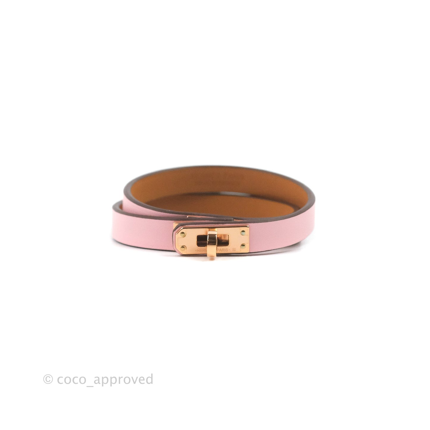 Hermès Kelly Double Tour Bracelet Rose Swift Gold Hardware