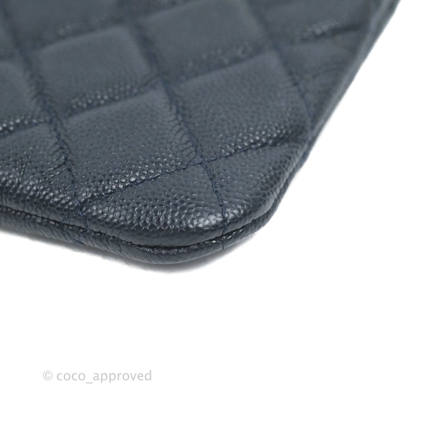 Chanel Quilted Mini O Case Navy Caviar Silver Hardware