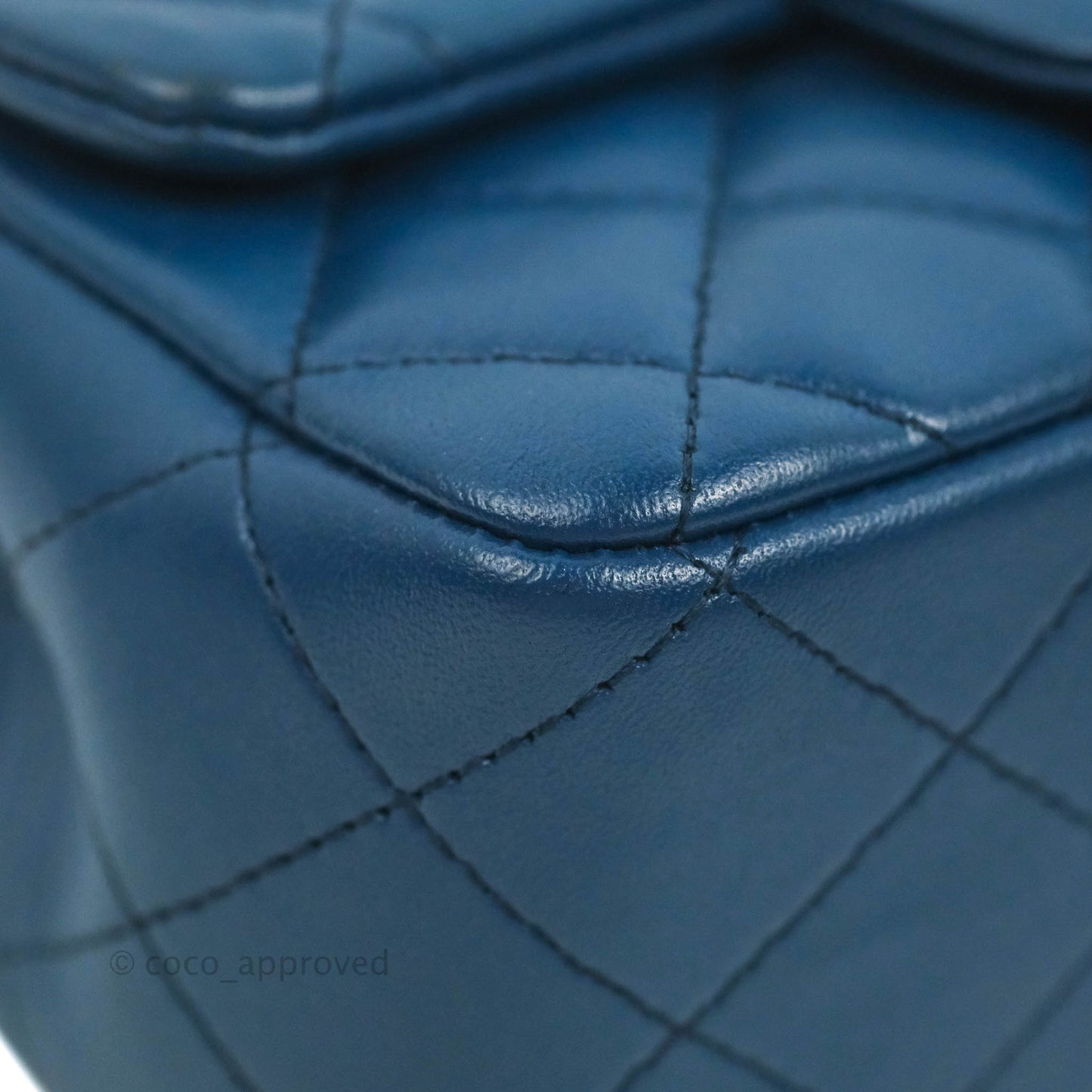 Chanel Quilted Mini Square Blue Lambskin Gold Hardware