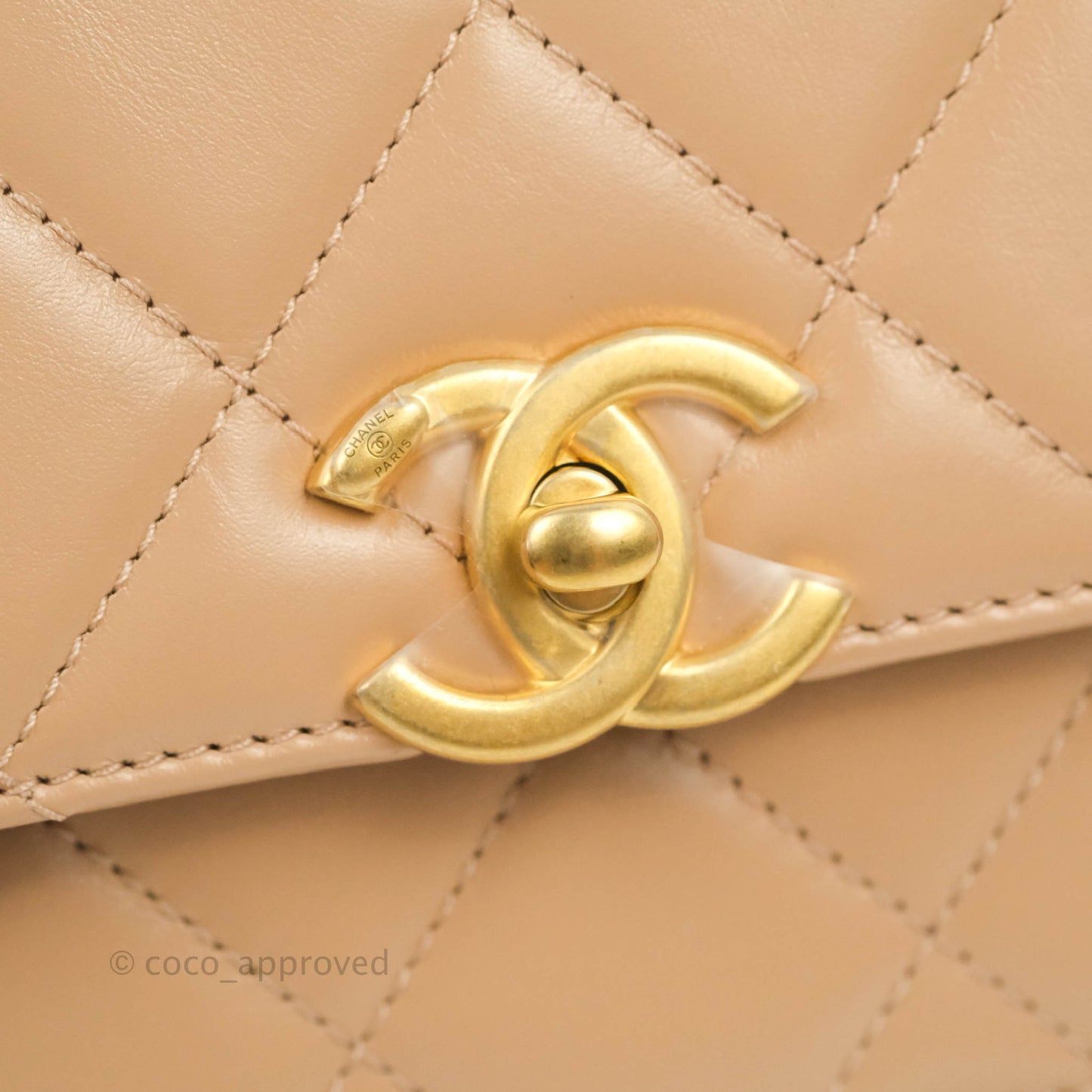 Chanel Quilted Perfect Fit Adjustable Beige Calfskin Gold Hardware 21A