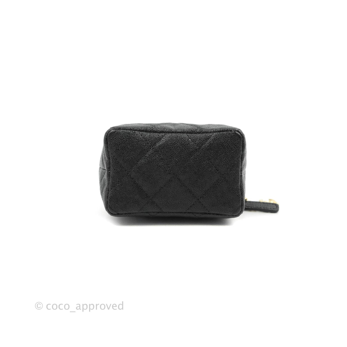 Chanel Quilted Mini Top Handle Vanity With Chain Black Caviar Aged Gold Hardware