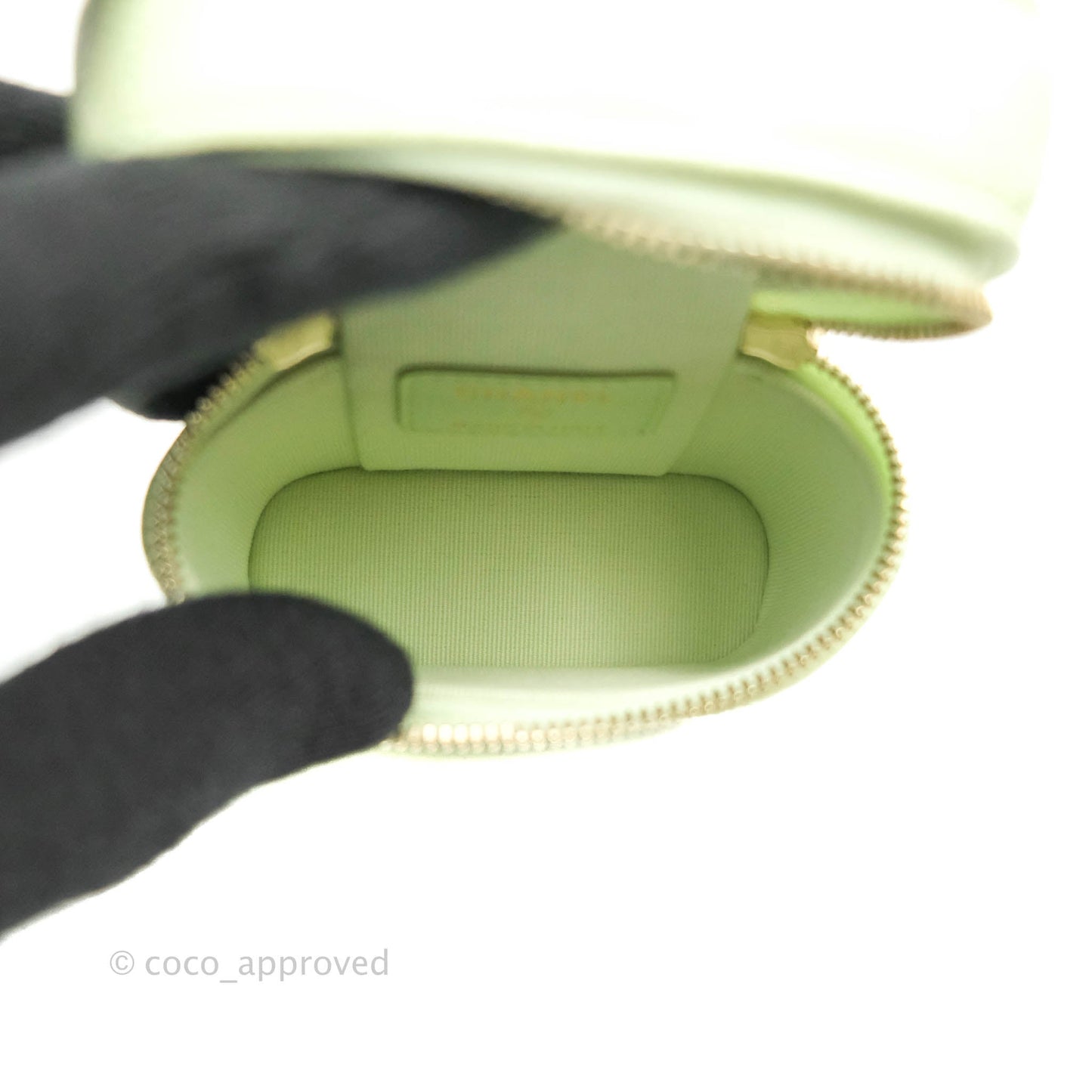 Chanel Quilted Small Handle With Care Vanity Case With Chain Green Caviar Gold Hardware