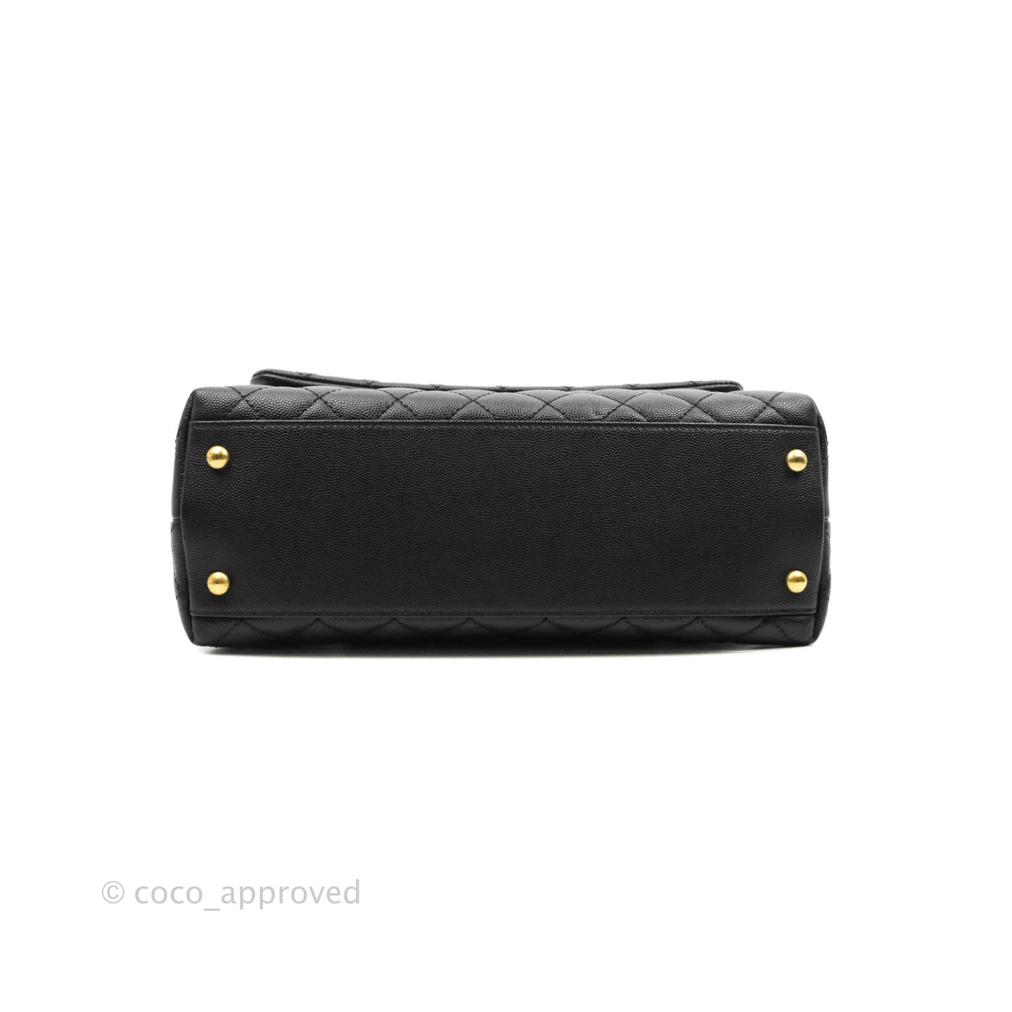 Chanel Medium Coco Handle Quilted Black Caviar Lizard Handle Gold Hardware