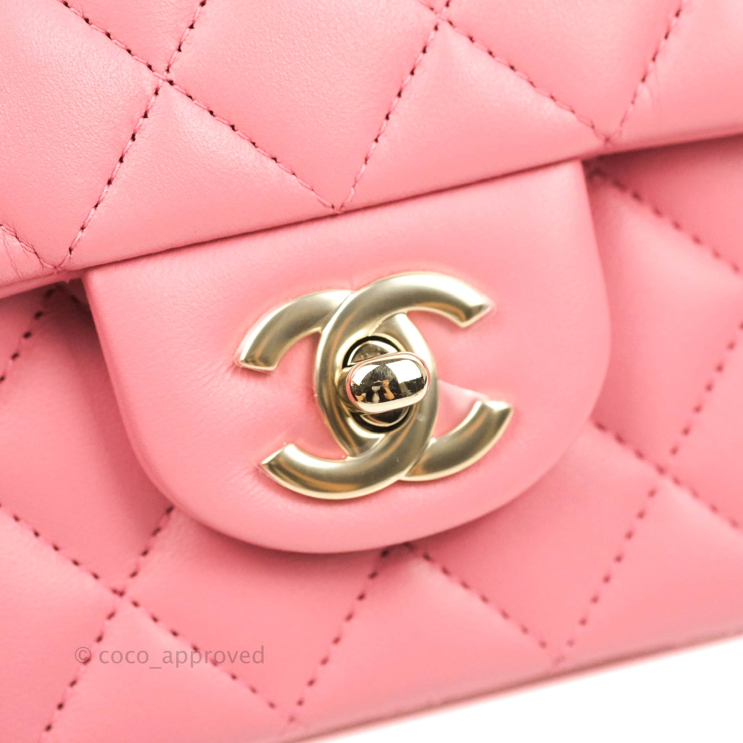 Chanel Top Handle Mini Rectangular Flap Bag Pink Lambskin Gold Hardware