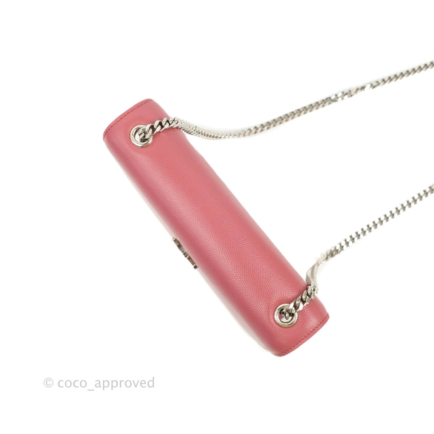 Saint Laurent New Small Classic Monogram Kate Chain Bag Mystic Rose Grained Calfskin Silver Hardware