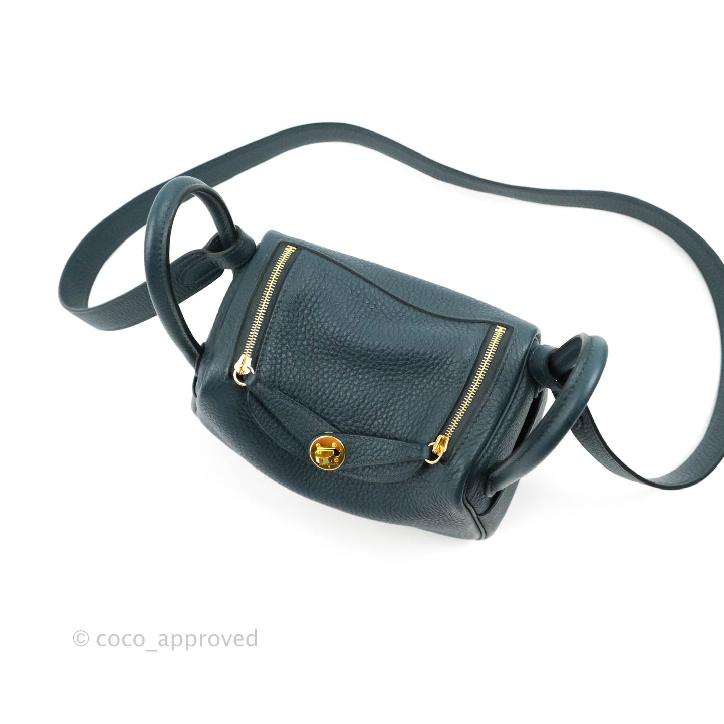 Hermès Mini Lindy 20 Vert Cypres Clemence Gold Hardware