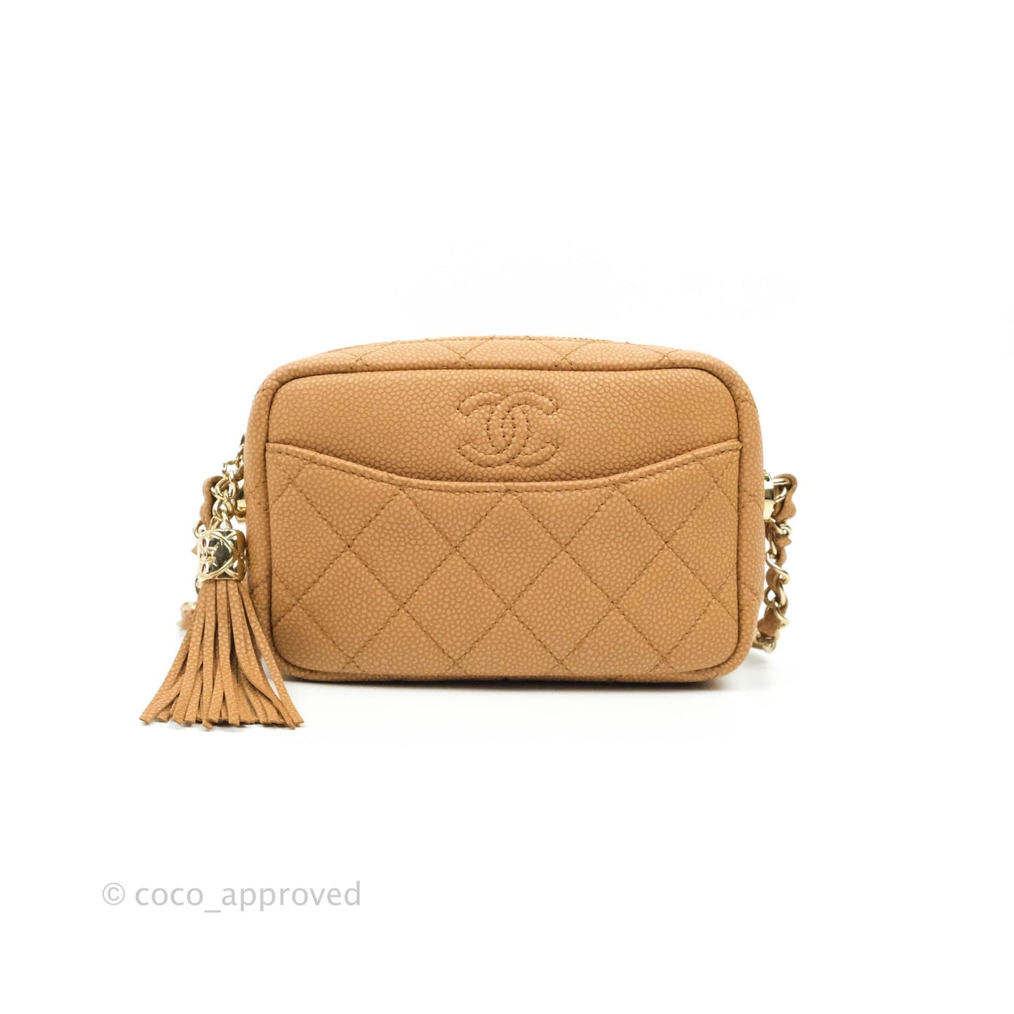 Chanel Camera Bag Caramel Dark Beige Caviar Gold Hardware