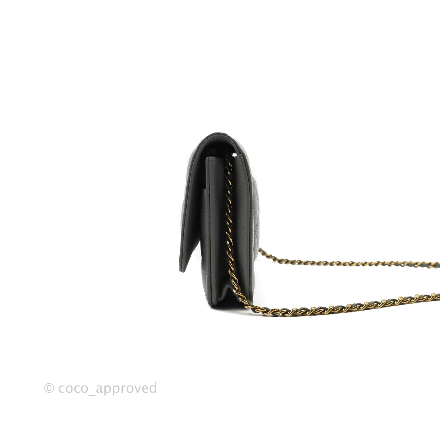 Chanel Quilted Classic Wallet on Chain WOC Grey Caviar Gold Hardware