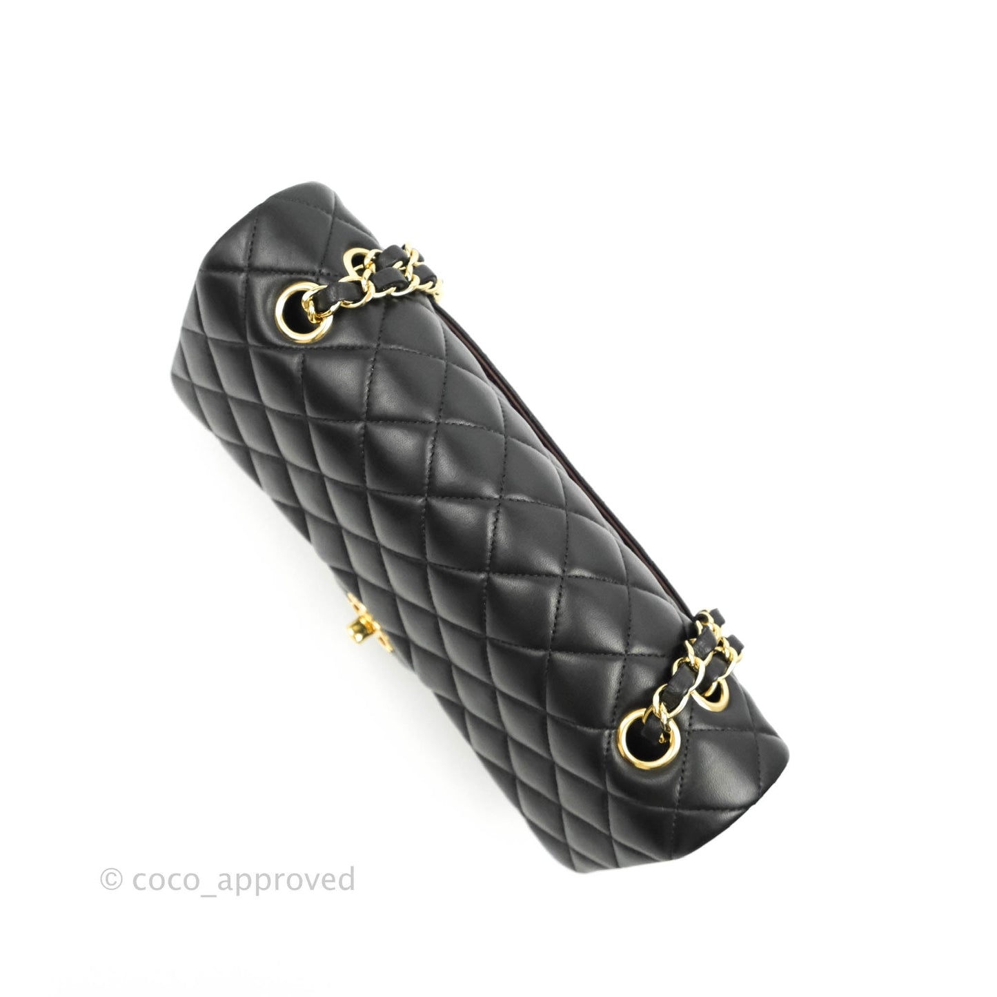 Chanel Classic M/L Medium Double Flap Black Lambskin Gold Hardware