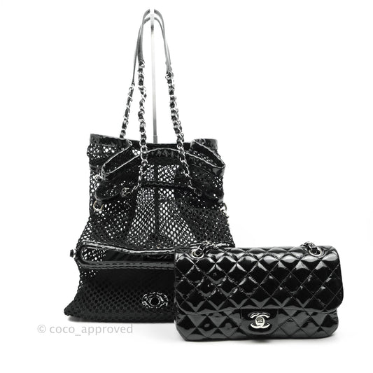 Chanel La Madrague Large Net Tote w Removable Patent Medium Flap
