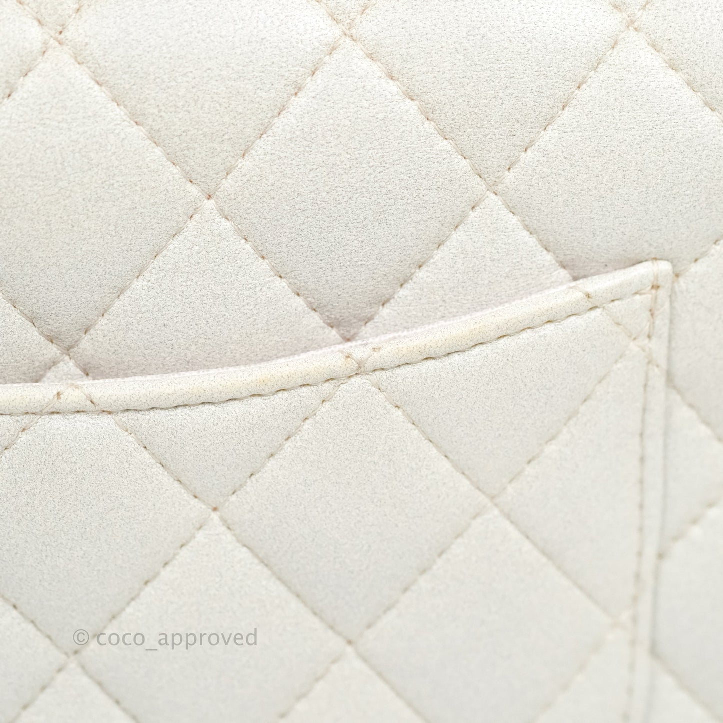 Chanel Top Handle Mini Rectangular Flap Bag Iridescent White Lambskin Aged Gold Hardware