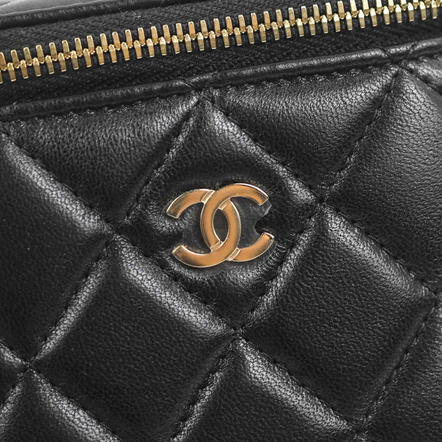 Chanel Mini Vanity With Chain Black Lambskin Gold Hardware