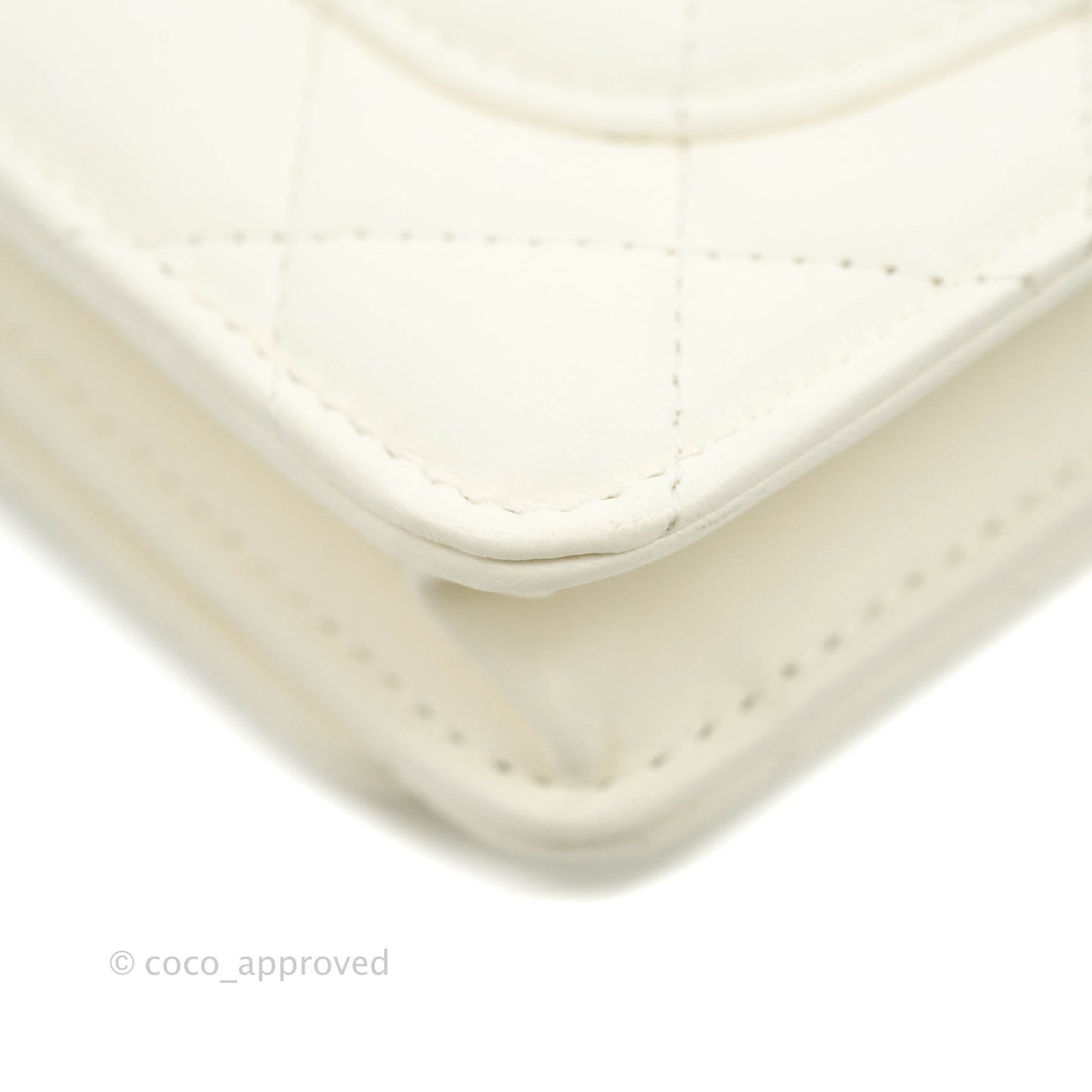 Chanel Quilted Pearl Crush Wallet on Chain WOC White Lambskin Aged Gold Hardware