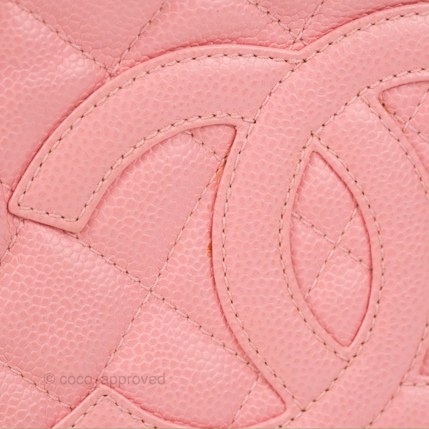 Chanel Vintage CC Quilted Shoulder Bag Pink Caviar Gold Hardware