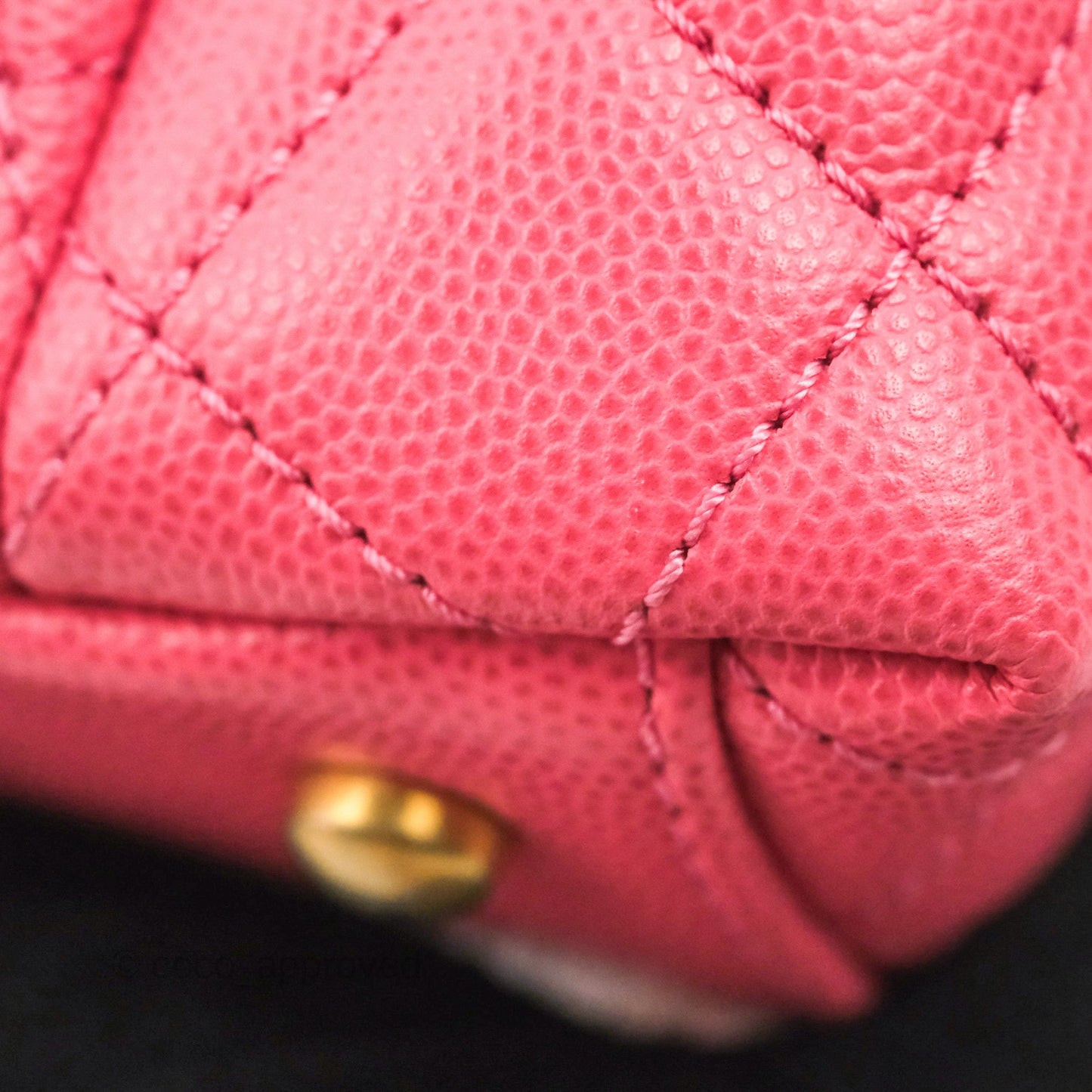 Chanel Small Coco Handle Quilted Pink Caviar Aged Gold Hardware Lizard Embossed Handle
