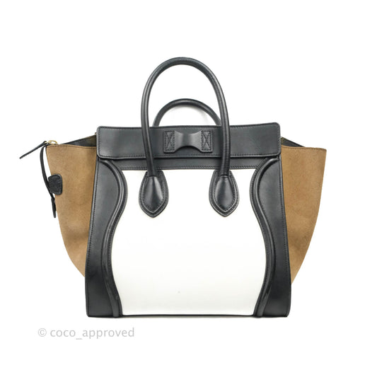 Celine Mini Luggage Bag Black/White/Brown Calfskin