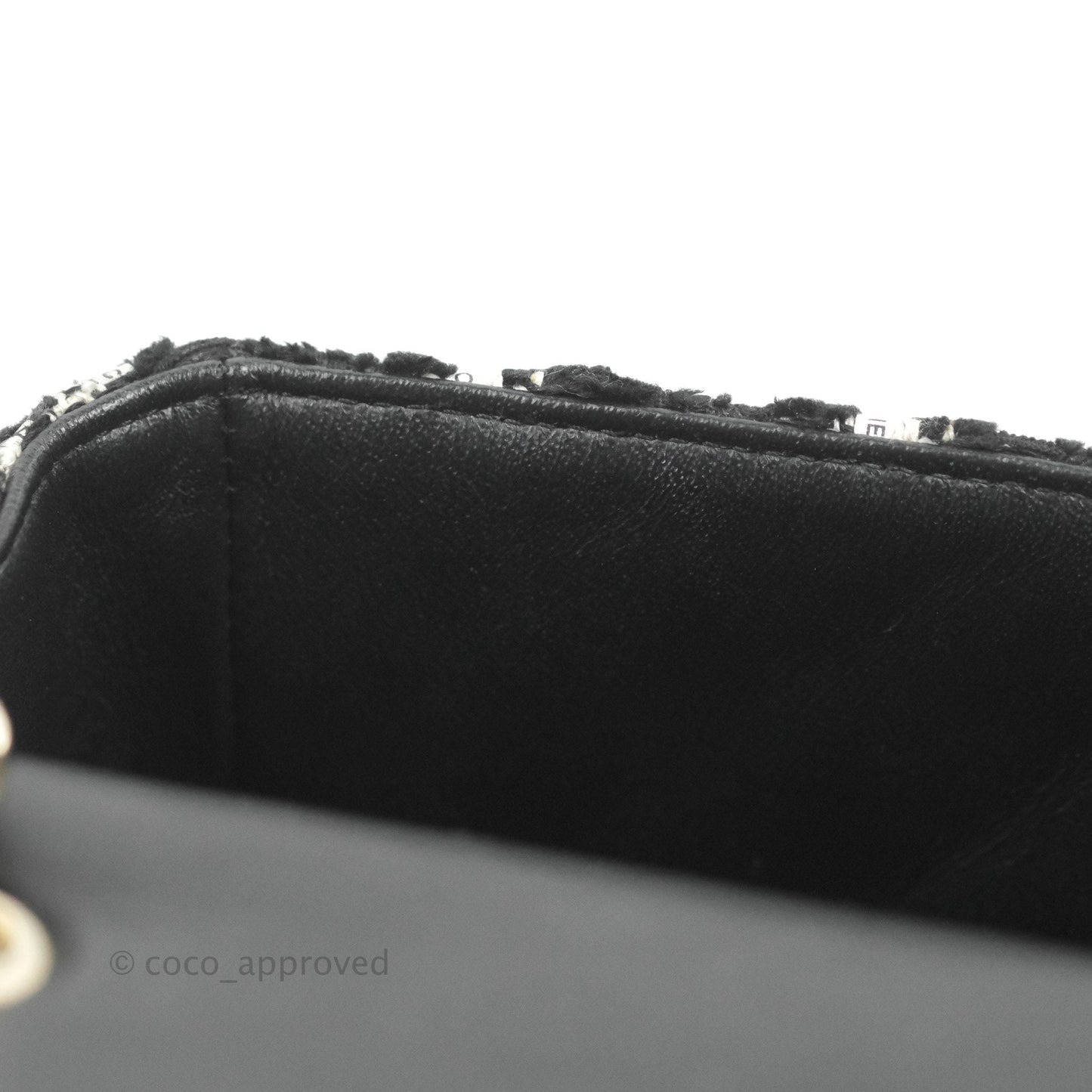 Chanel Quilted Mini Rectangular Flap Tweed Houndstooth Black & White Gold Hardware