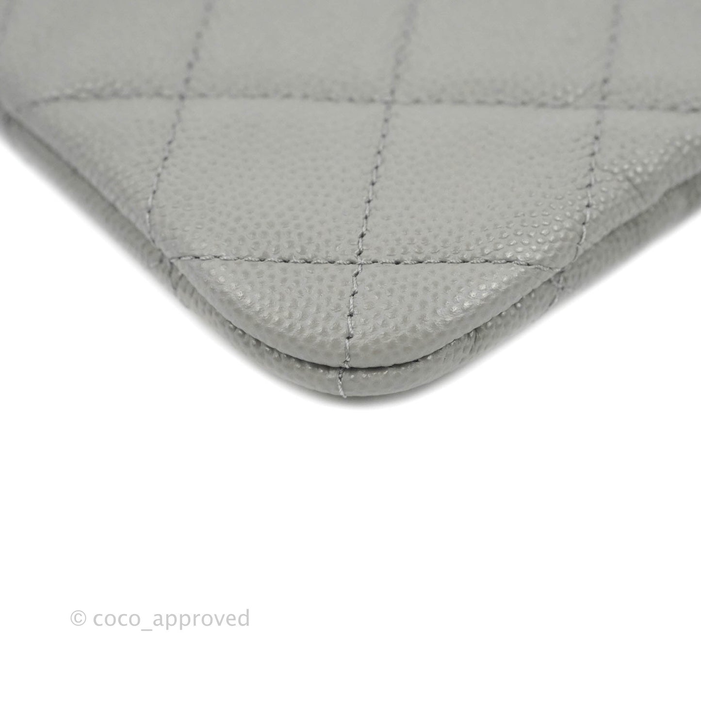 Chanel Quilted Mini O Case Grey Caviar Silver Hardware