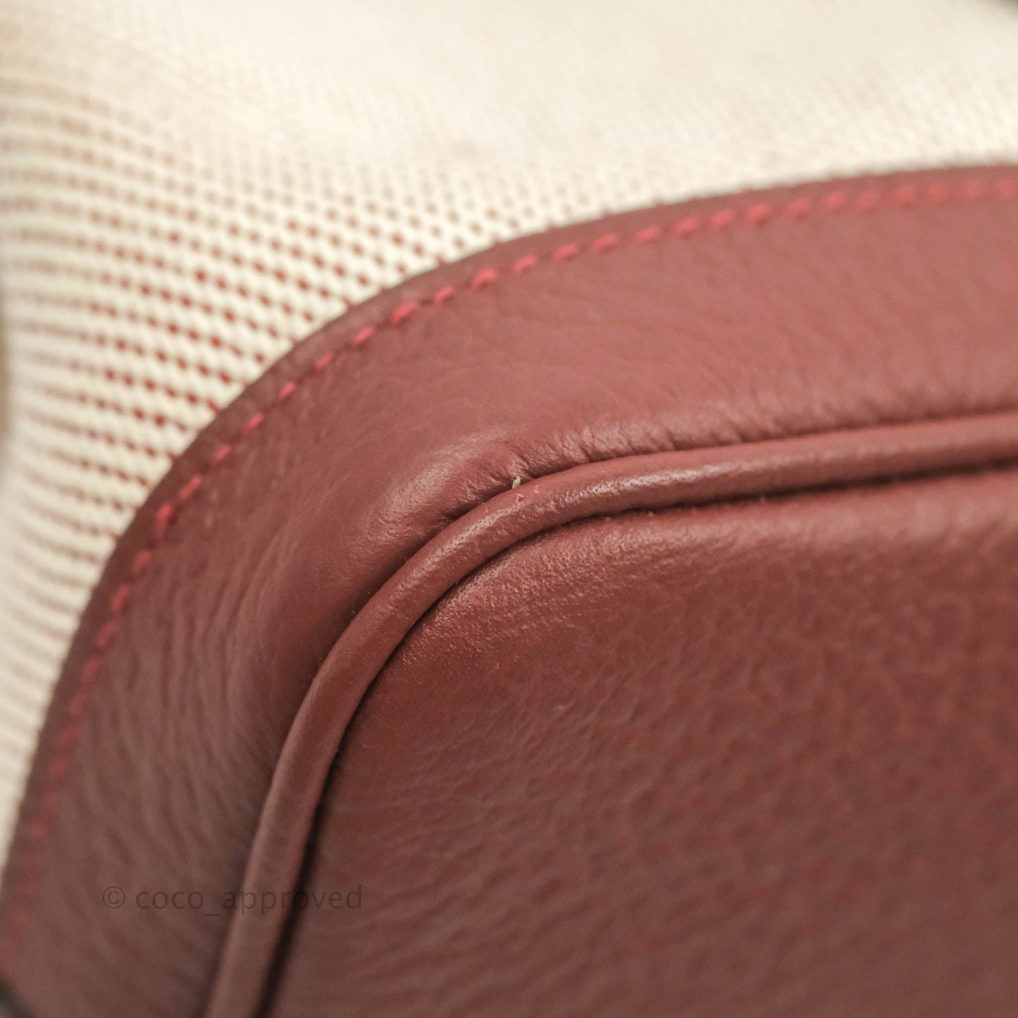 Hermès Garden Party 30 Canvas Framboise Rouge Sellier With Twilly