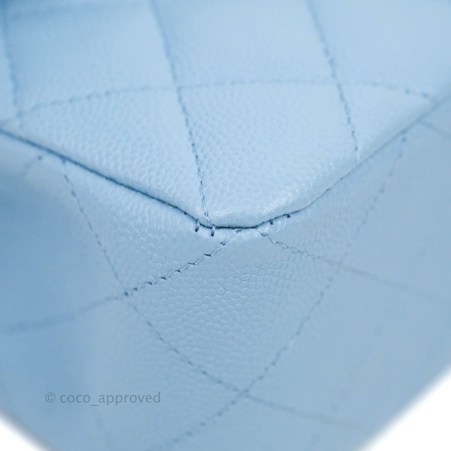 Chanel Small Classic Quilted Flap Light Blue Caviar Gold Hardware