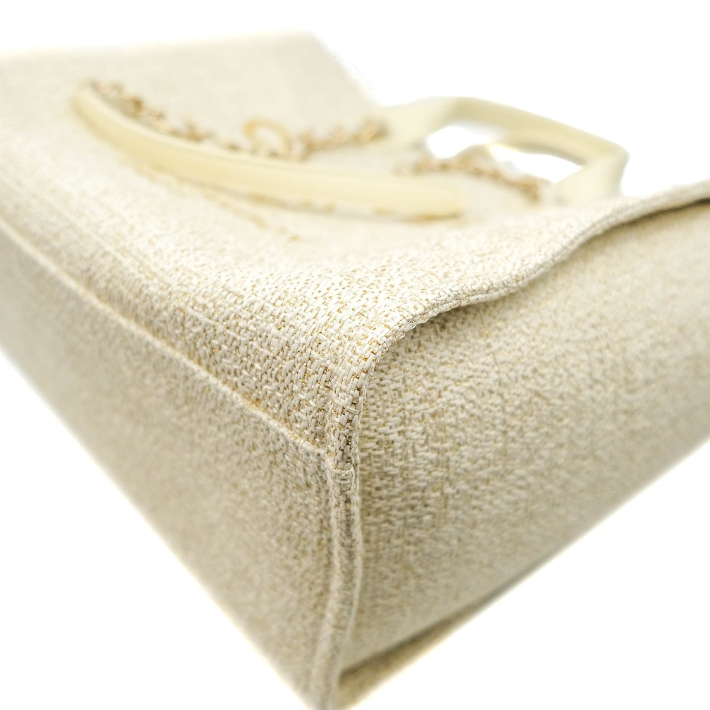 Chanel Large Deauville Iridescent Gold Beige Canvas Gold Hardware
